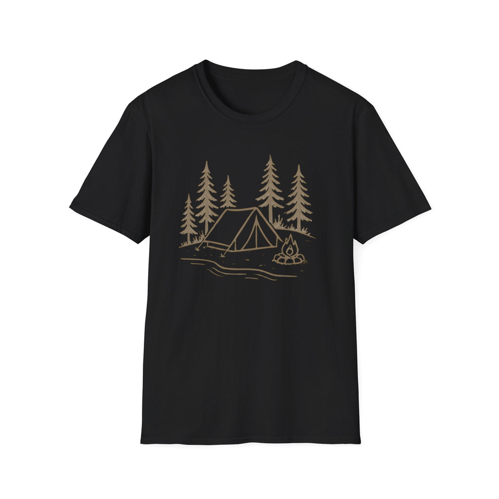 Camping Tent Graphic T-Shirt — Minimal Forest Campsite Tee