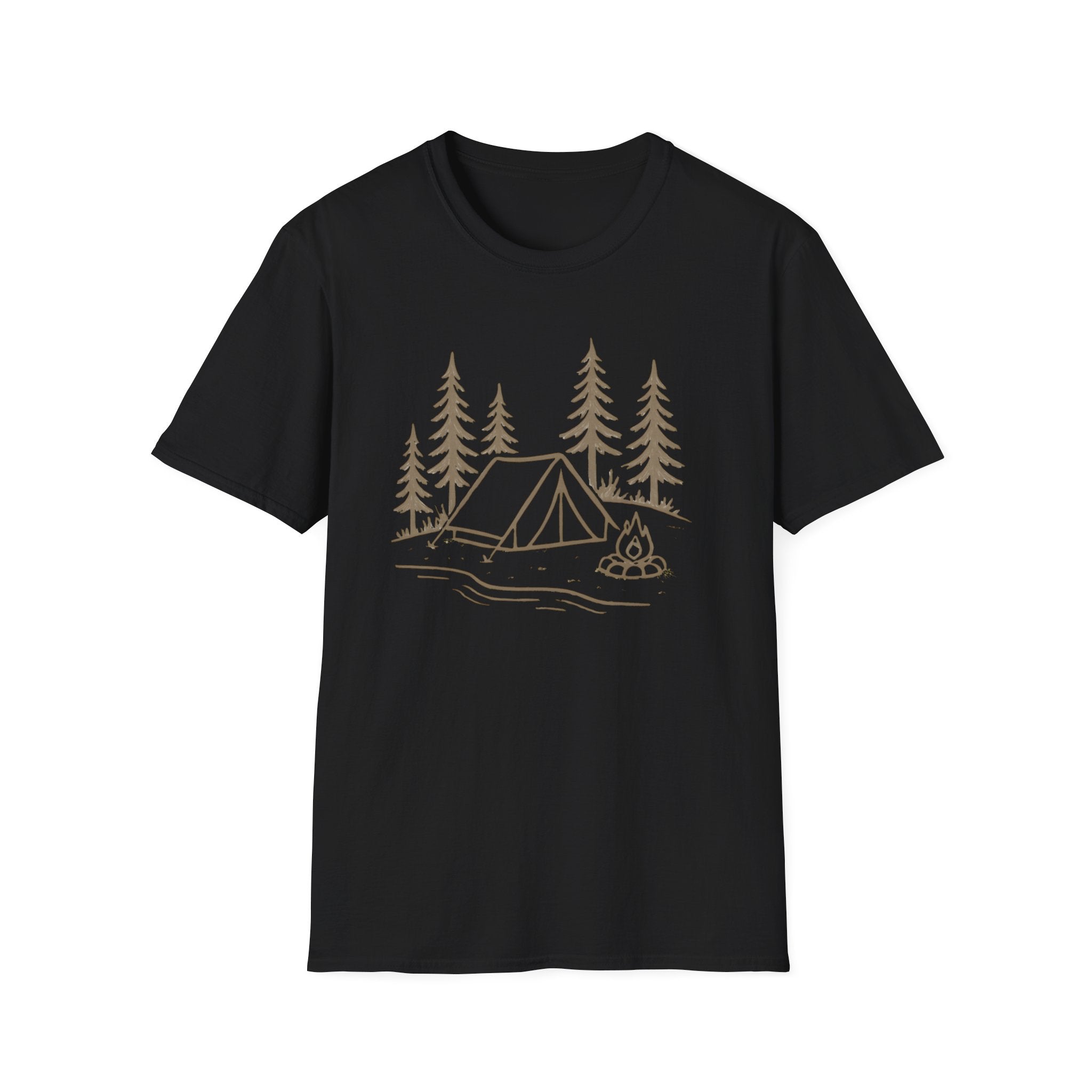 Camping Tent Graphic T-Shirt — Minimal Forest Campsite Tee