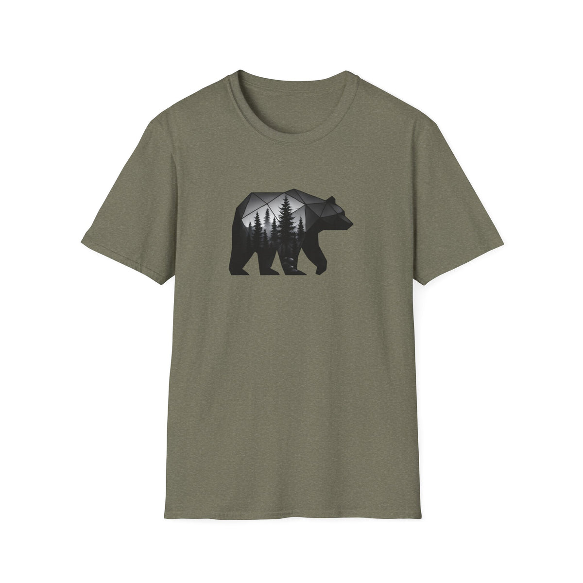 Bear Silhouette T-Shirt — Geometric Forest Graphic Tee