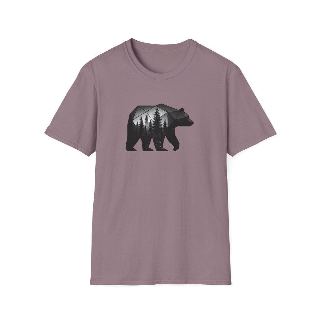 Bear Silhouette T-Shirt — Geometric Forest Graphic Tee