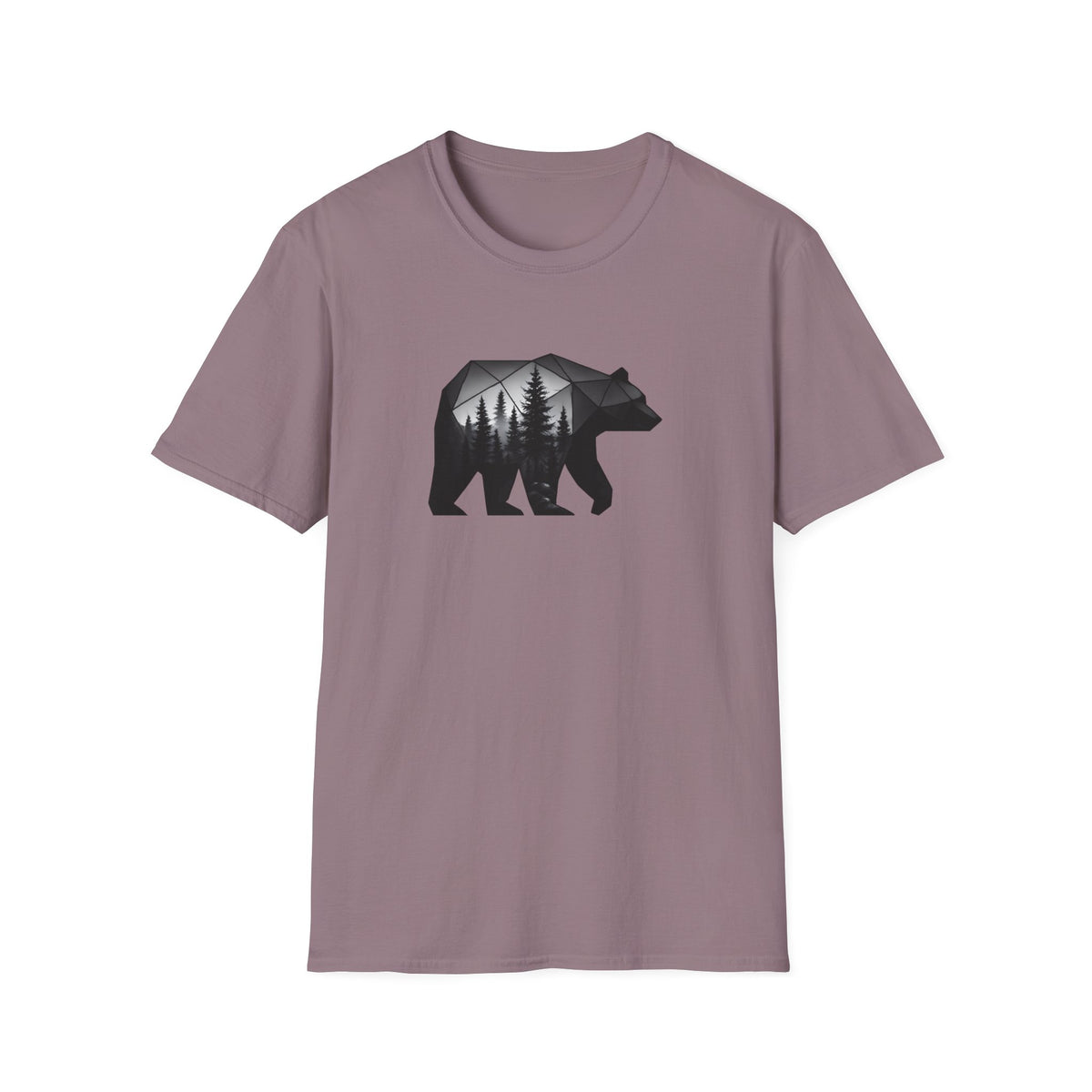 Bear Silhouette T-Shirt — Geometric Forest Graphic Tee