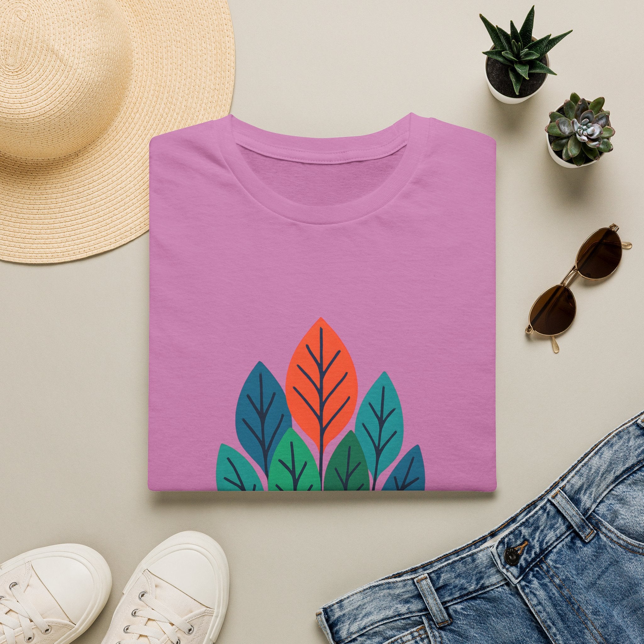 T-Shirt — Minimalist Colorful Leaf Forest Graphic