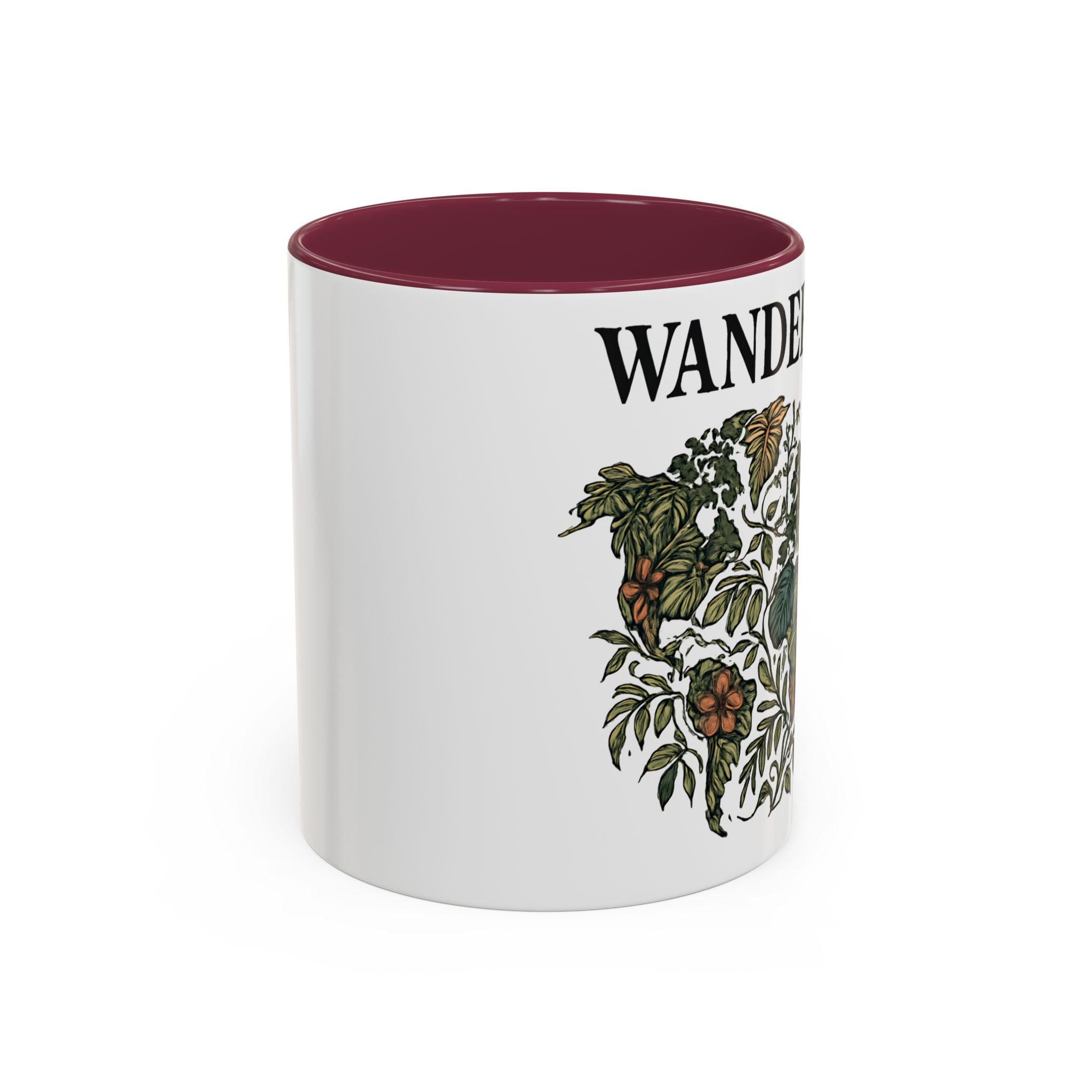 Wanderlust Floral Travel Mug — 11oz/15oz Ceramic Coffee Cup