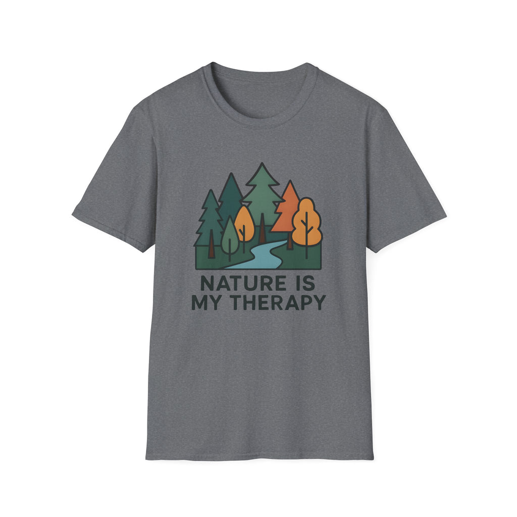 Nature Is My Therapy T-Shirt — Scenic Forest River Graphic Tee