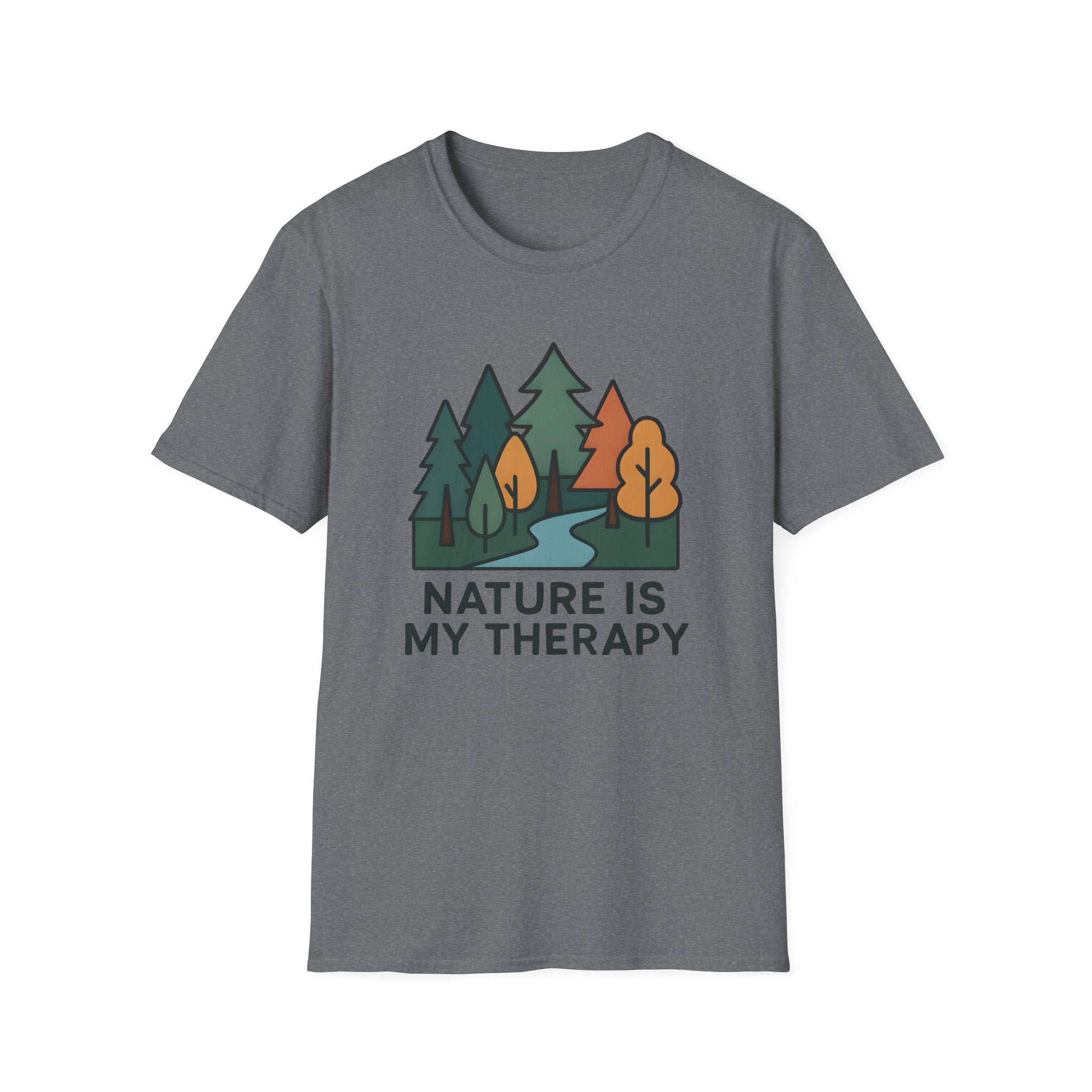 Nature Is My Therapy T-Shirt — Scenic Forest River Graphic Tee