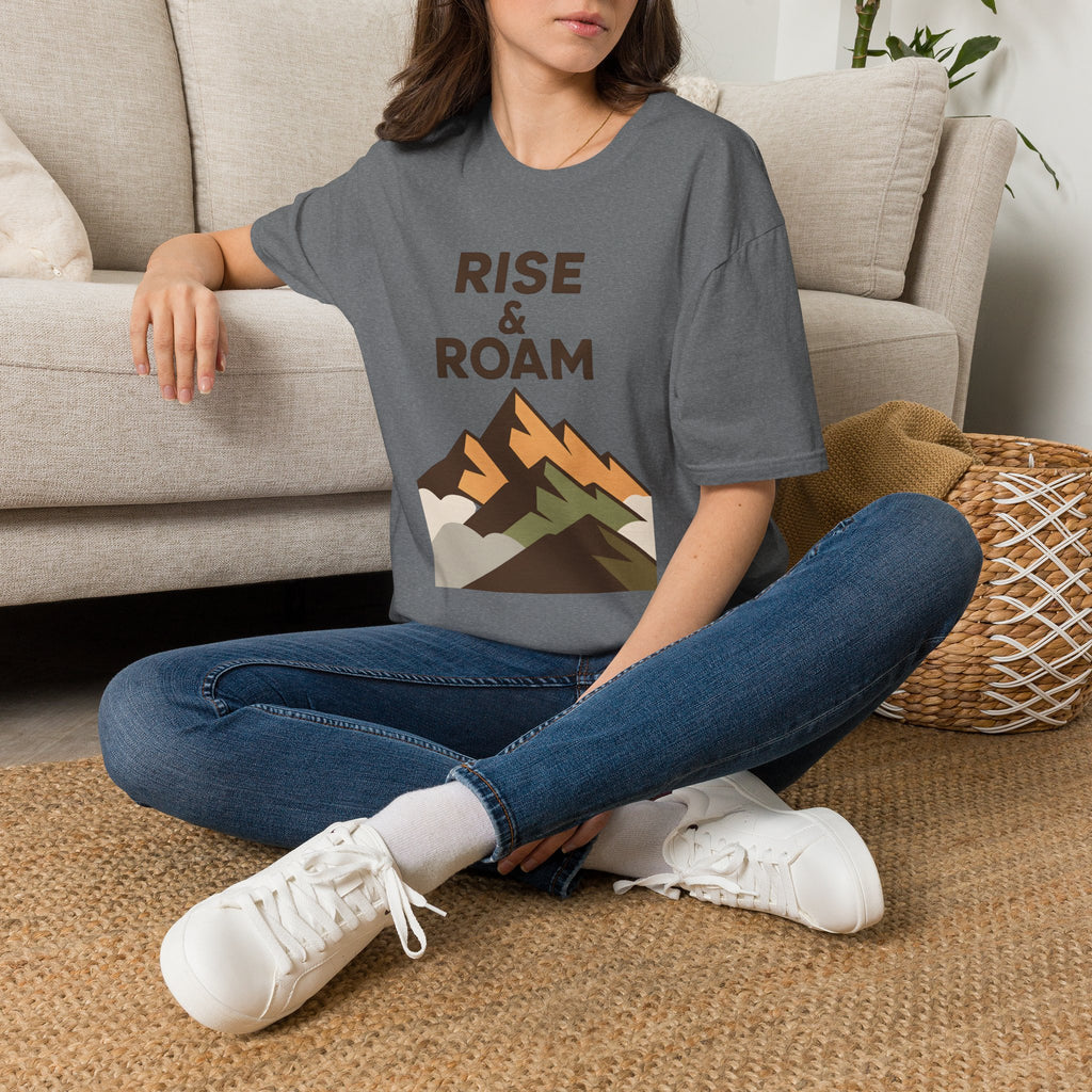 Rise & Roam Mountain T-Shirt — Adventure Graphic Tee for Hikers & Travelers