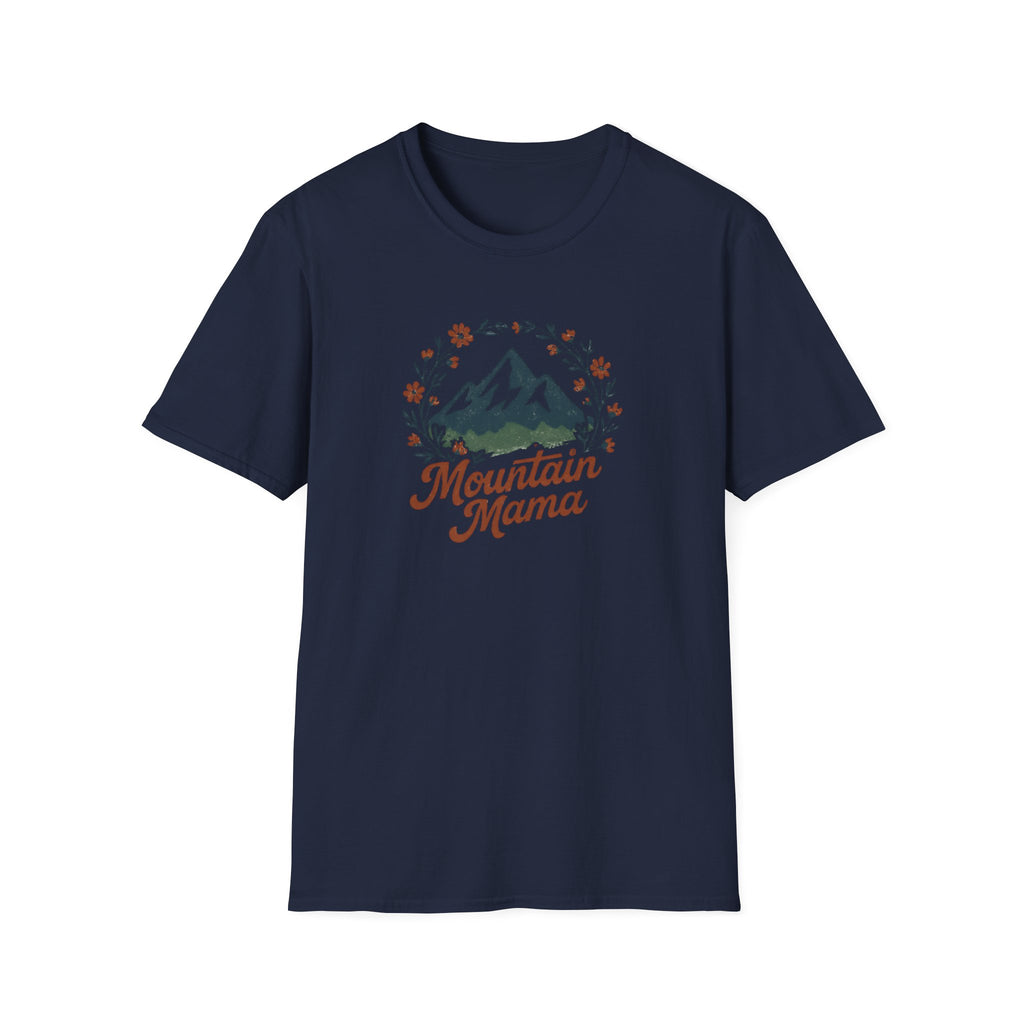 Mountain Mama T-Shirt — Floral Mountain Graphic Tee for Outdoor Moms