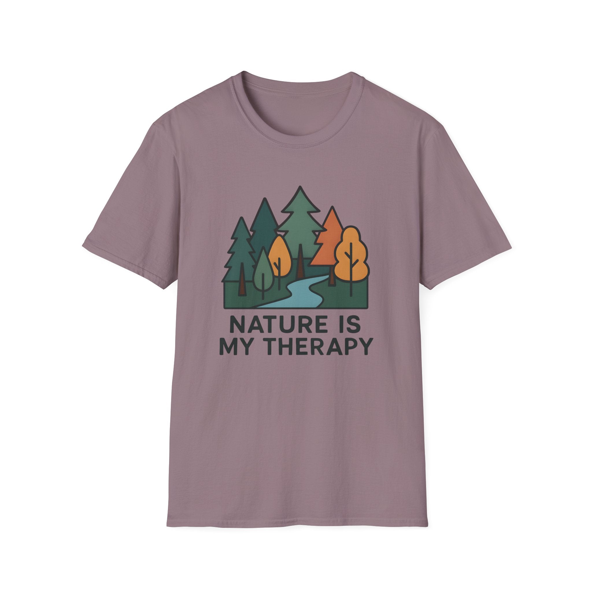 Nature Is My Therapy T-Shirt — Scenic Forest River Graphic Tee
