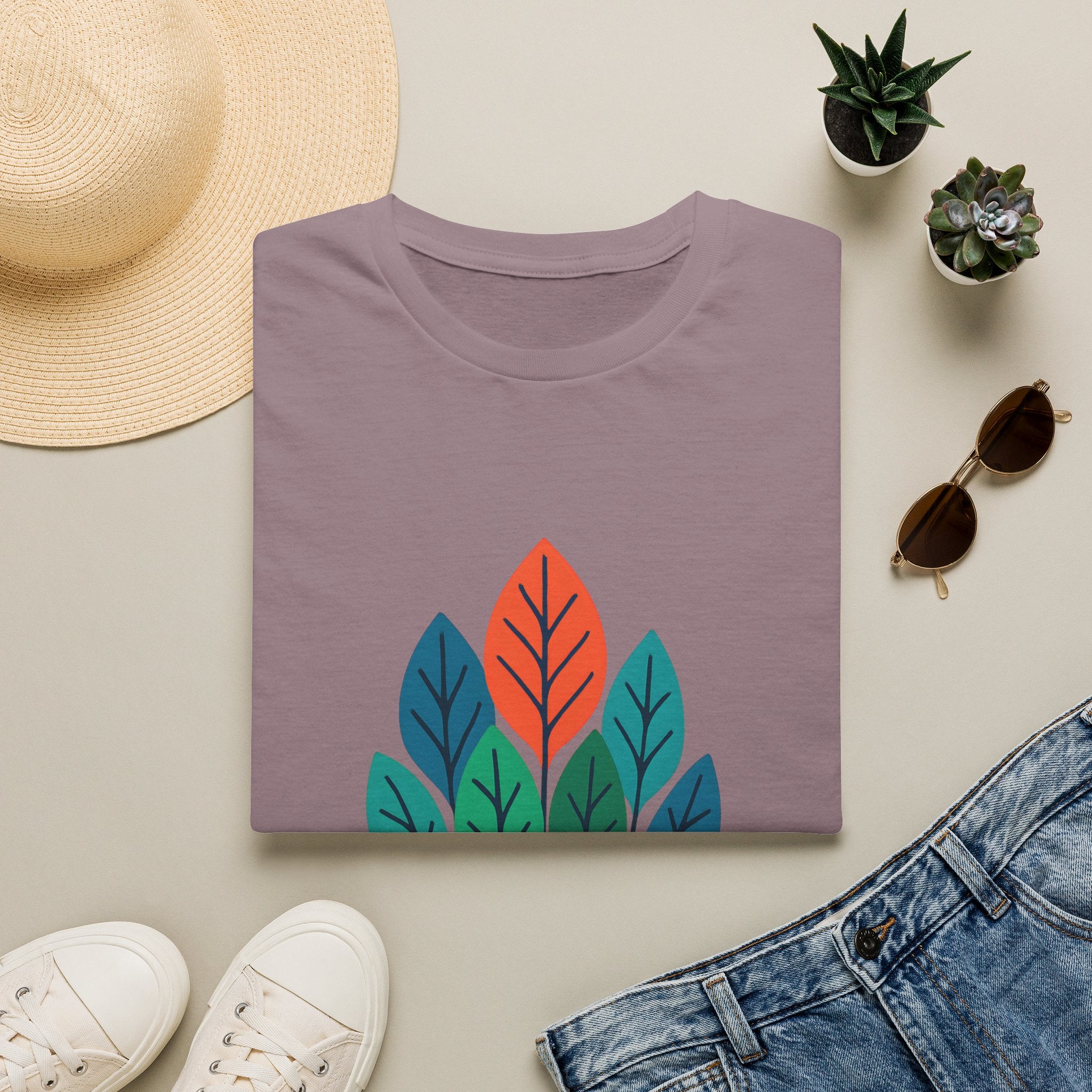 T-Shirt — Minimalist Colorful Leaf Forest Graphic