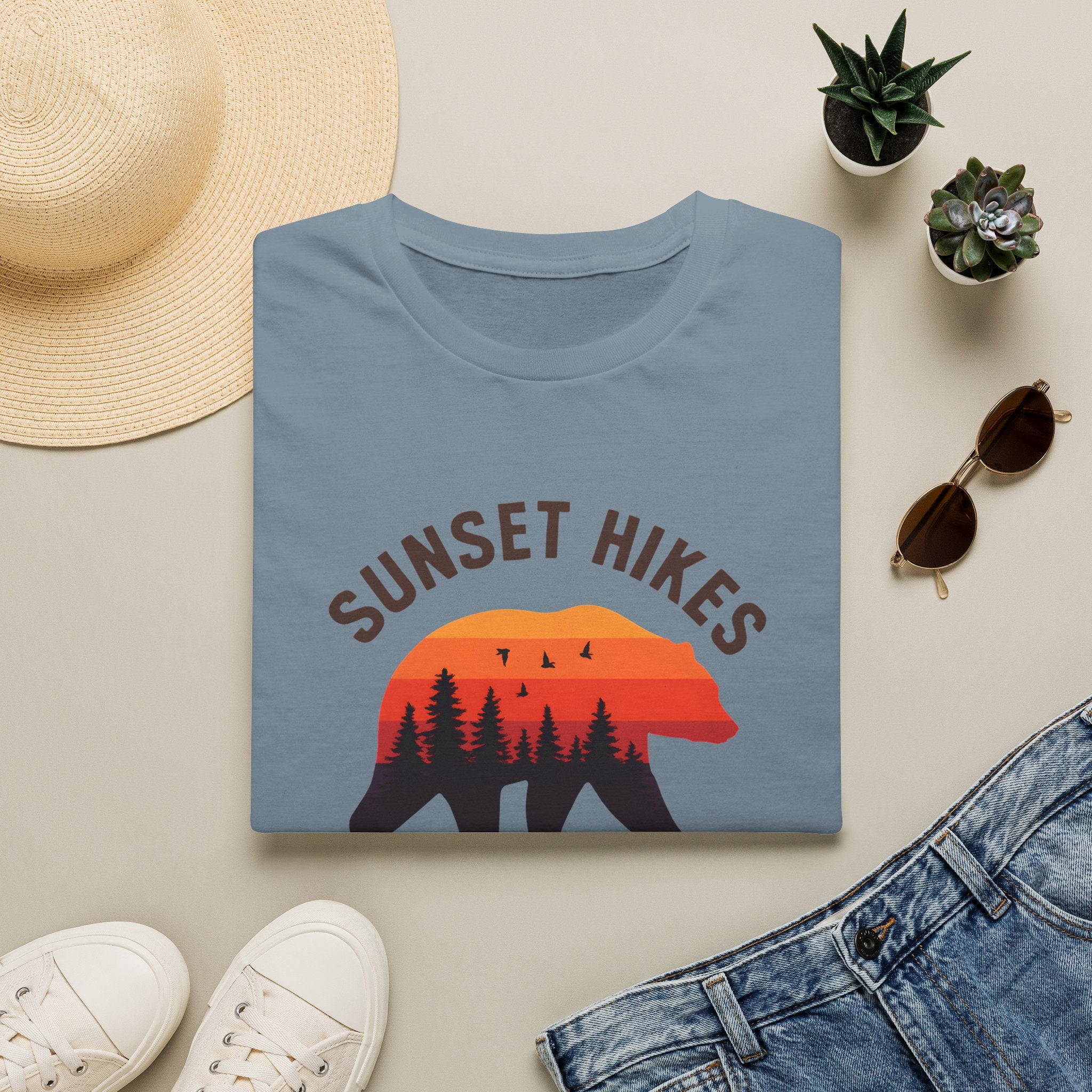 Sunset Hikes T-Shirt — Bear Silhouette Mountain Sunset Tee
