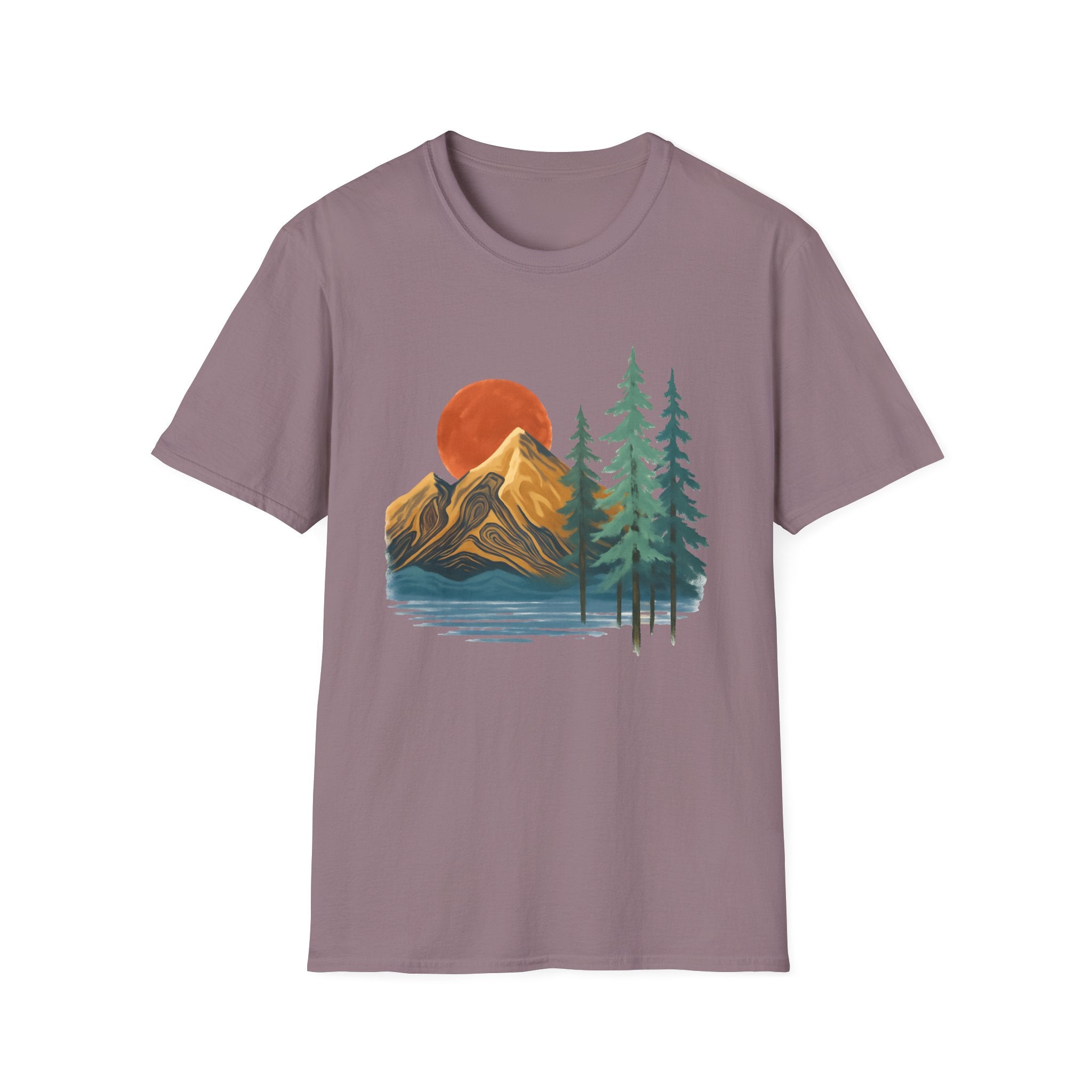 Mountain Sunset T-Shirt — Vintage Pine Forest Graphic