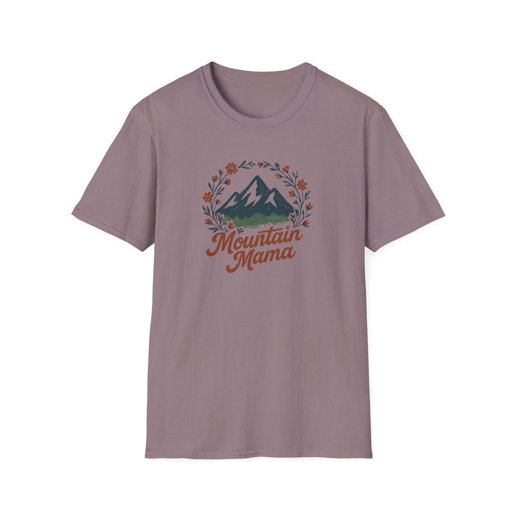 Mountain Mama T-Shirt — Floral Mountain Graphic Tee for Outdoor Moms