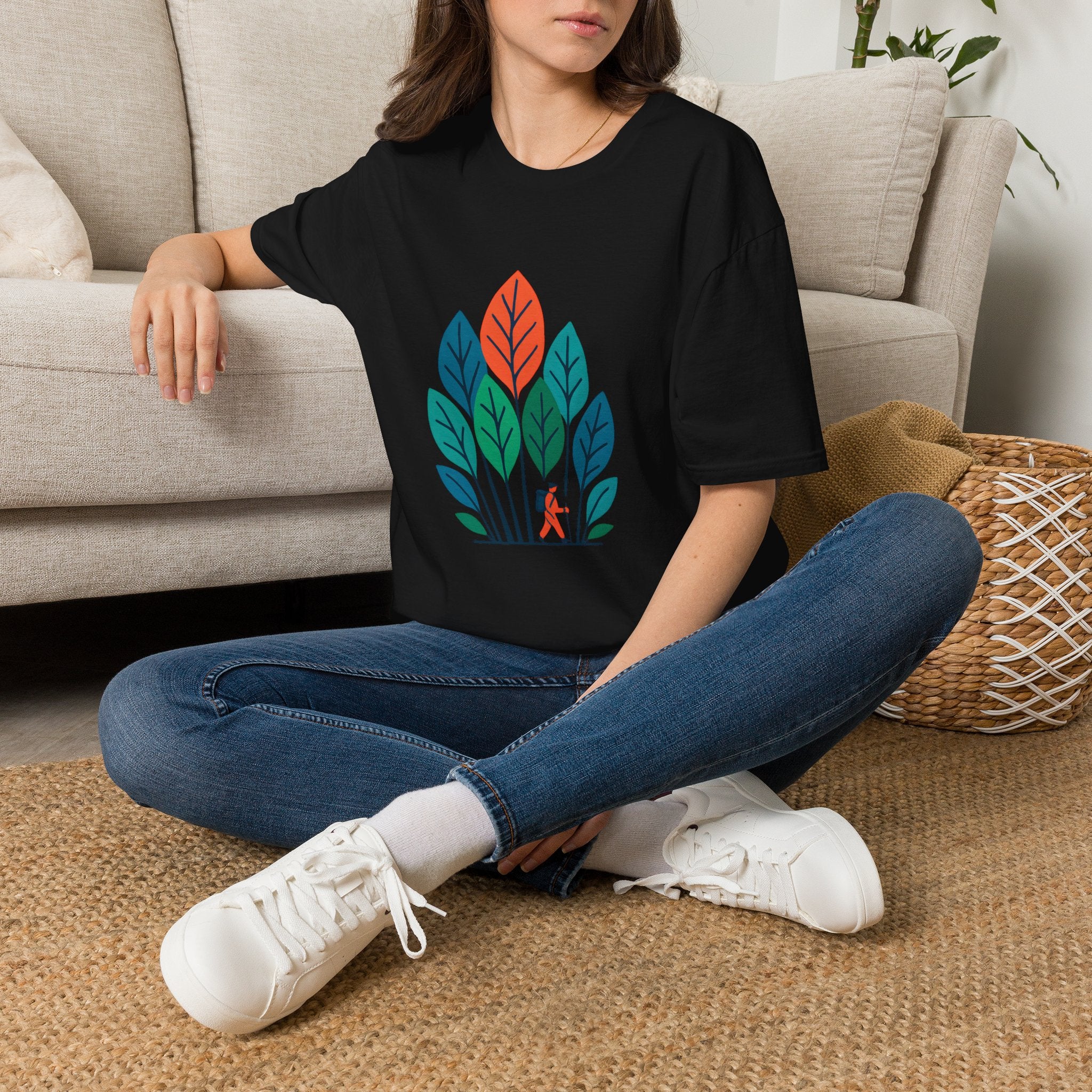 T-Shirt — Minimalist Colorful Leaf Forest Graphic