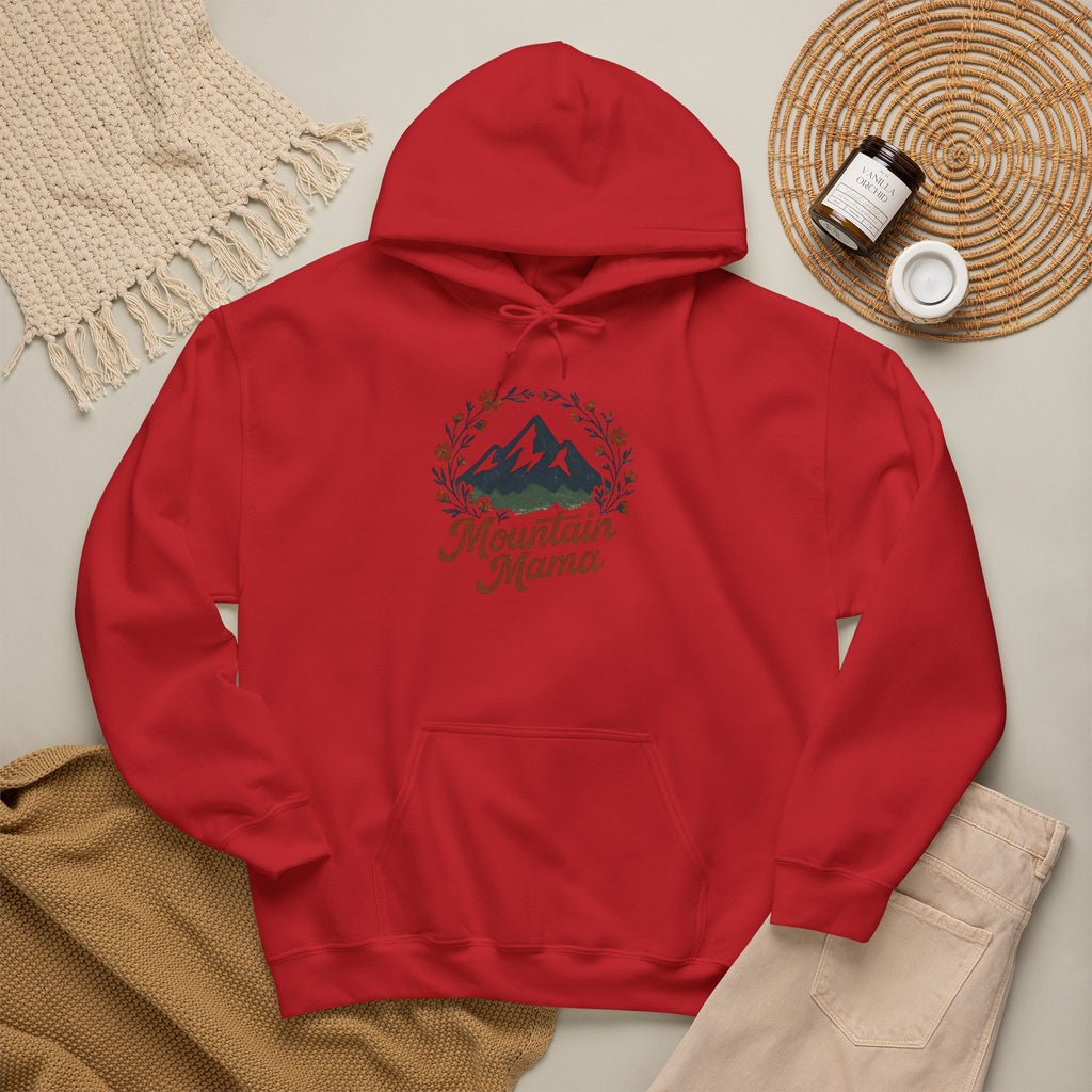 Mountain Mama Hoodie — Floral Mountain Graphic Pullover for Outdoor Moms