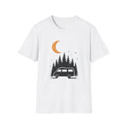 T-Shirt: Retro Camper Night Moon Tee — Forest Van Camping Graphic
