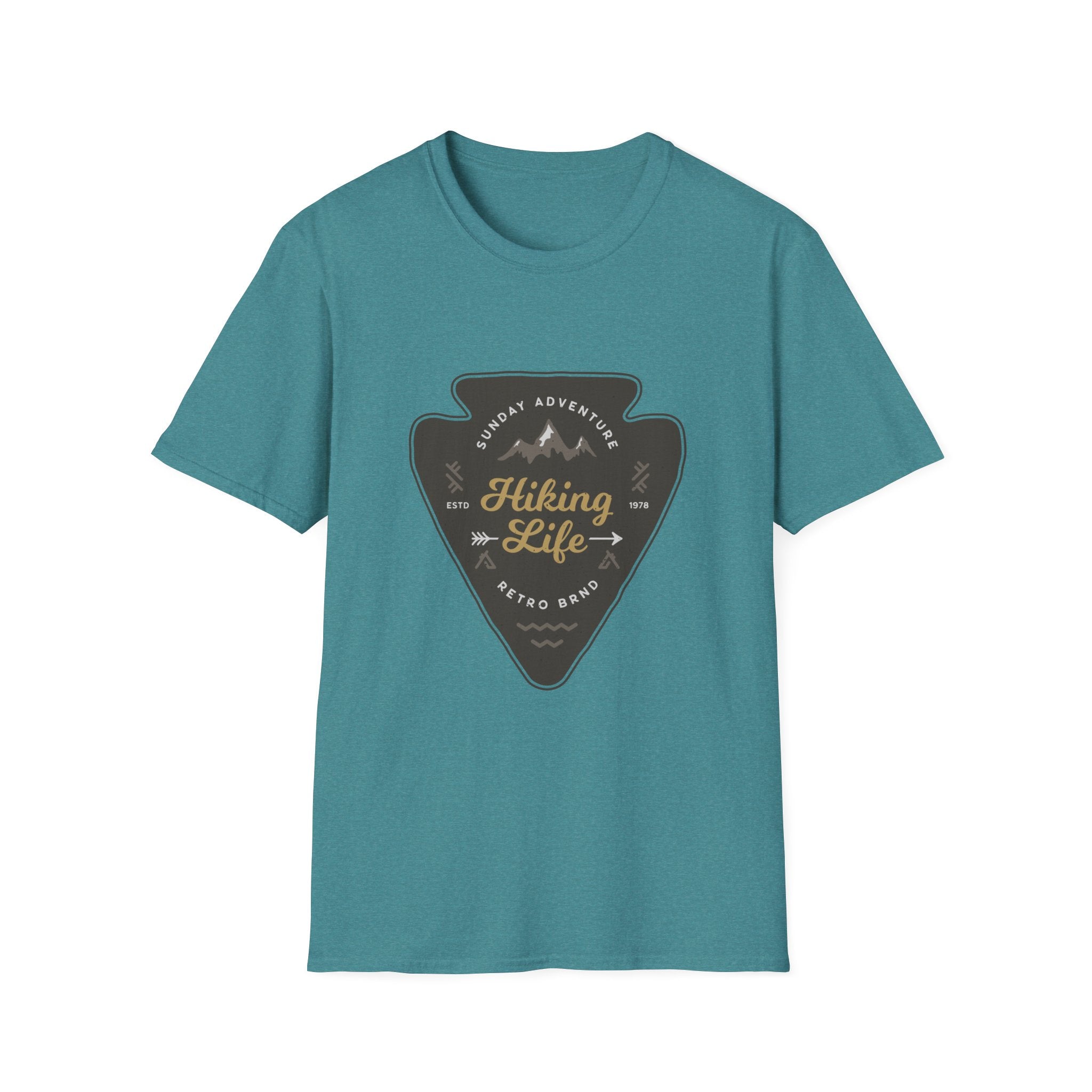 Hiking Life Graphic T-Shirt — Sunday Adventure Mountain Badge Tee