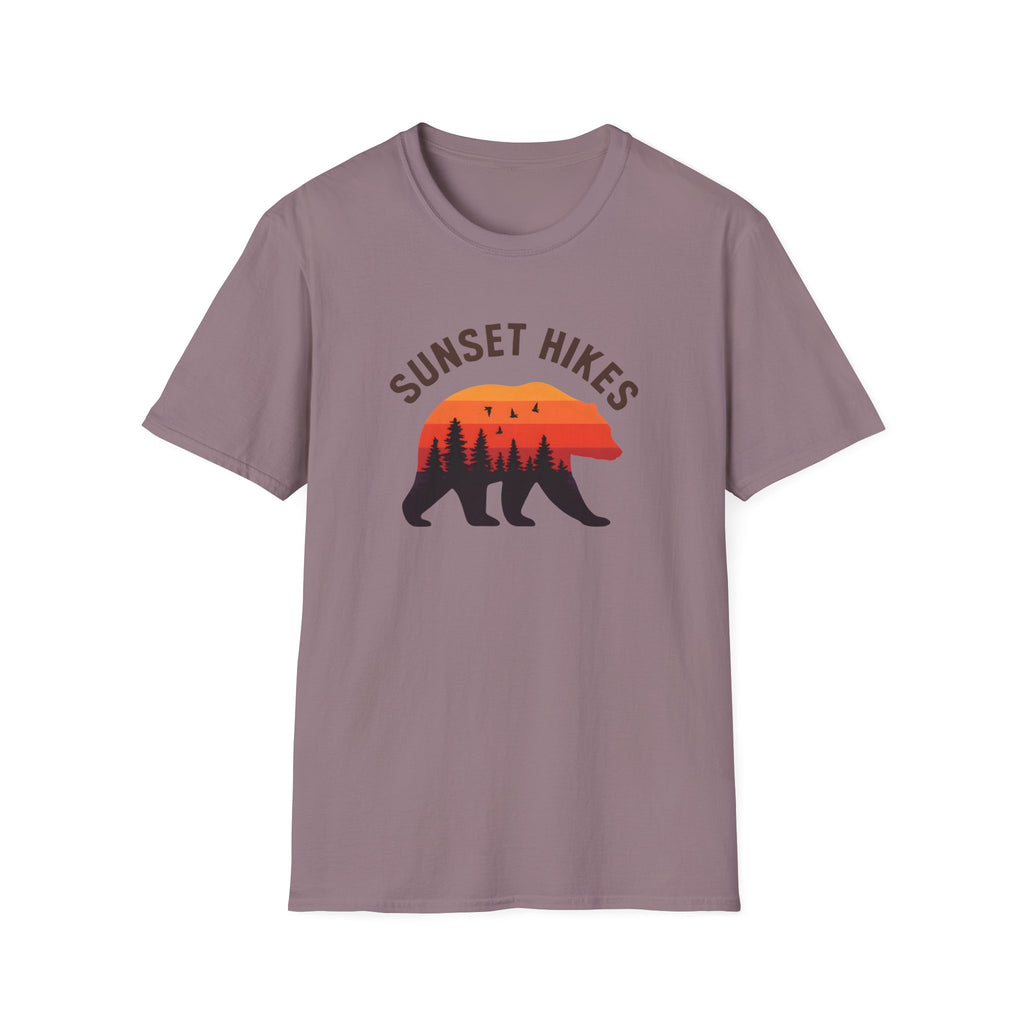 Sunset Hikes T-Shirt — Bear Silhouette Mountain Sunset Tee