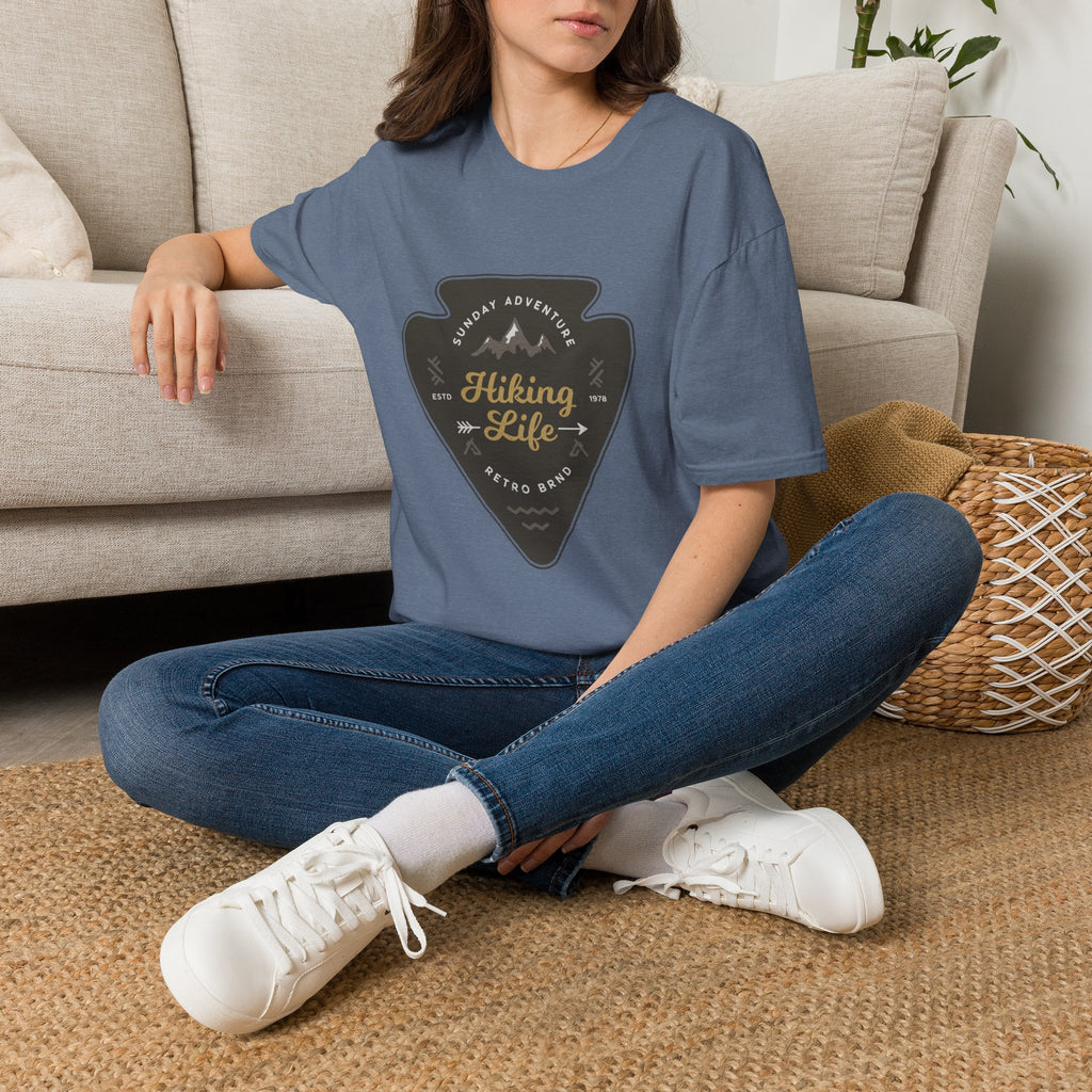 Hiking Life Graphic T-Shirt — Sunday Adventure Mountain Badge Tee