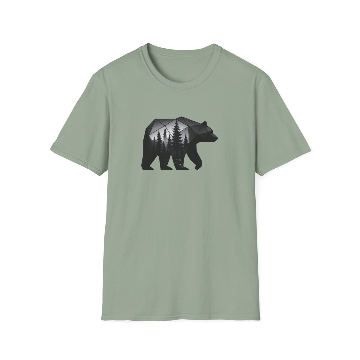 Bear Silhouette T-Shirt — Geometric Forest Graphic Tee