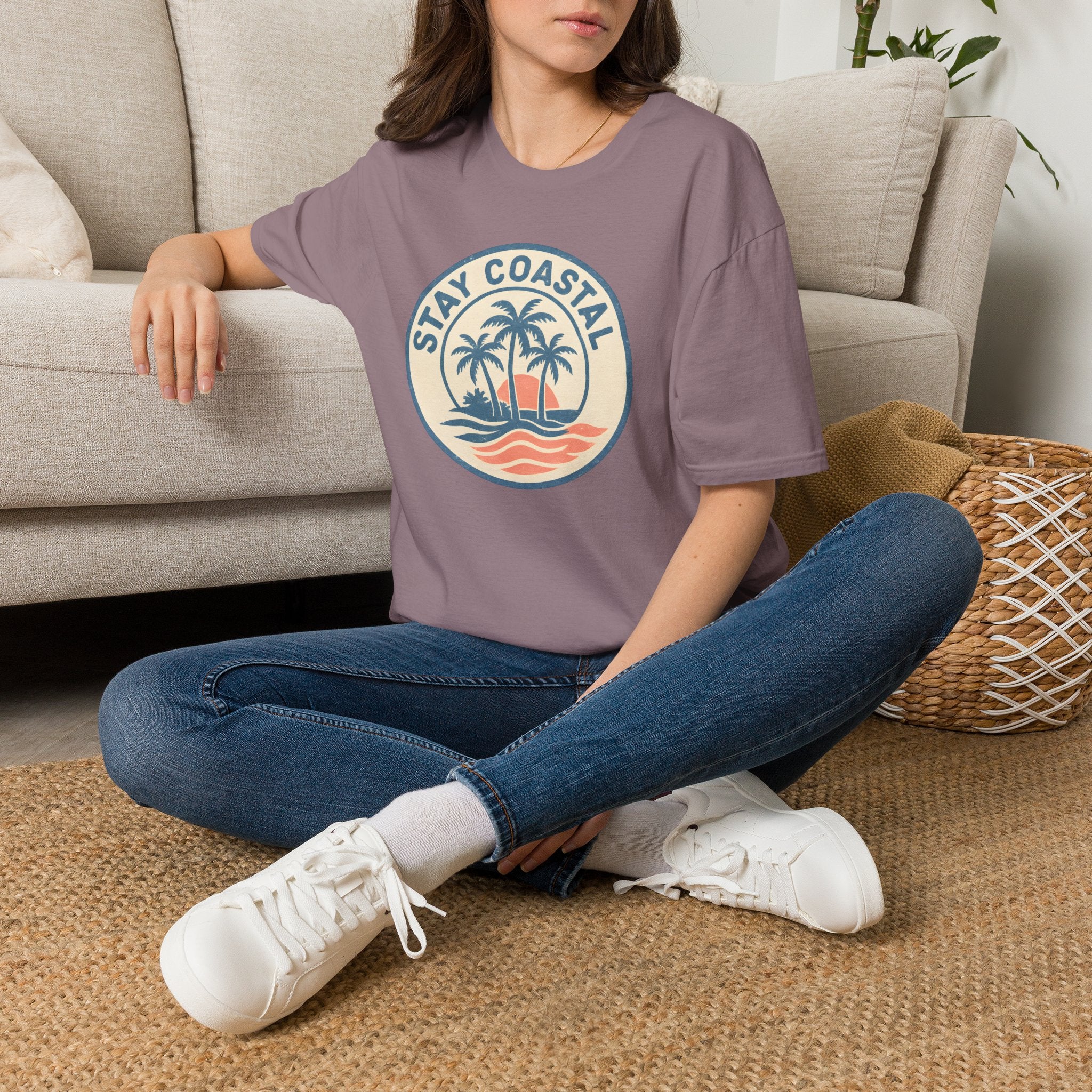 Stay Coastal T-Shirt — Vintage Palm Beach Sunset Tee