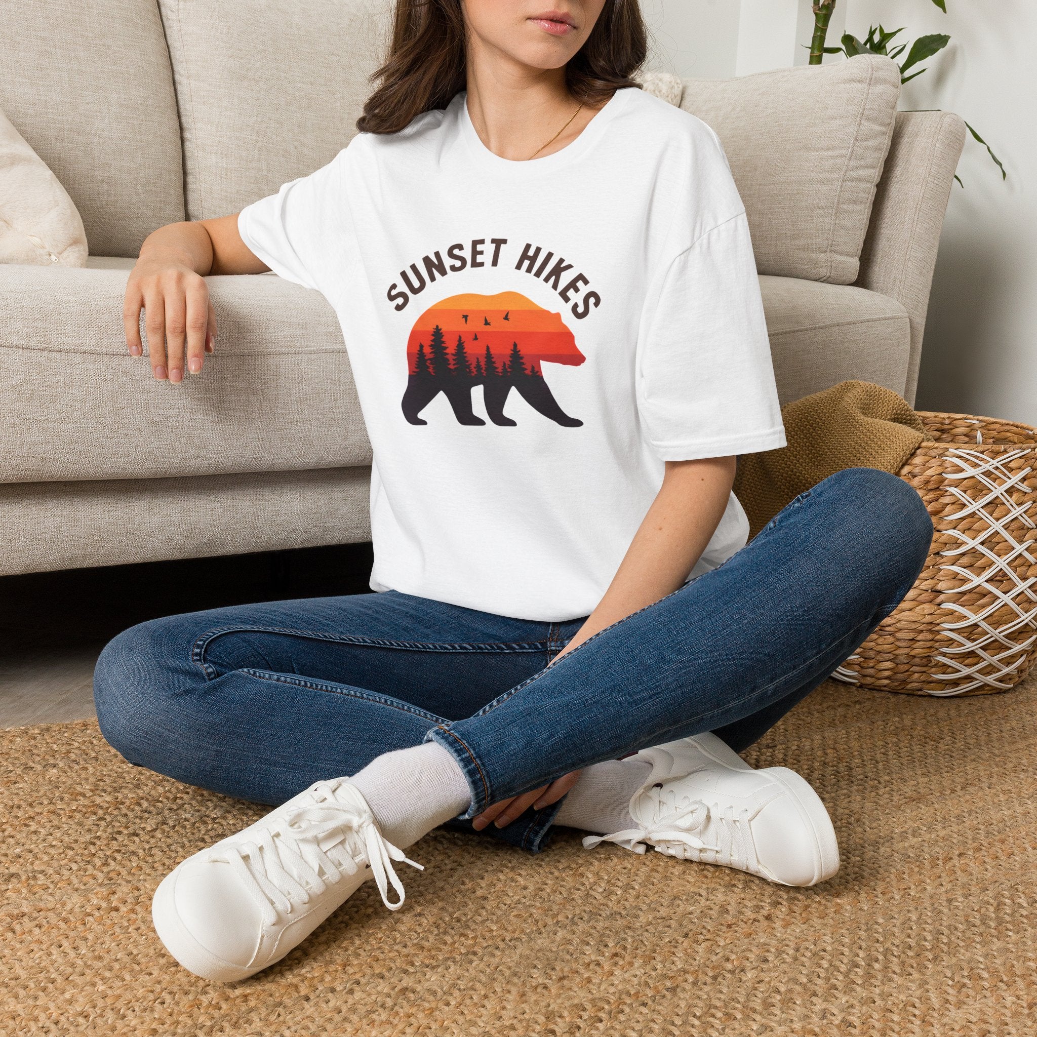 Sunset Hikes T-Shirt — Bear Silhouette Mountain Sunset Tee
