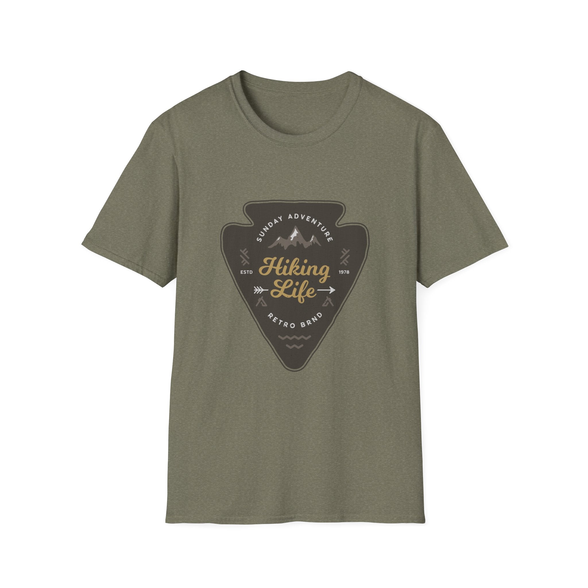 Hiking Life Graphic T-Shirt — Sunday Adventure Mountain Badge Tee