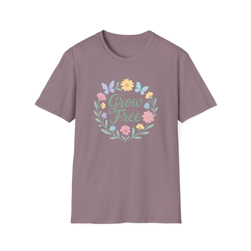 Grow Free Floral T-Shirt — Pastel Garden Butterfly Tee