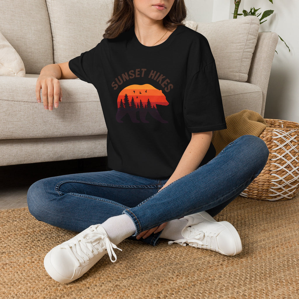 Sunset Hikes T-Shirt — Bear Silhouette Mountain Sunset Tee