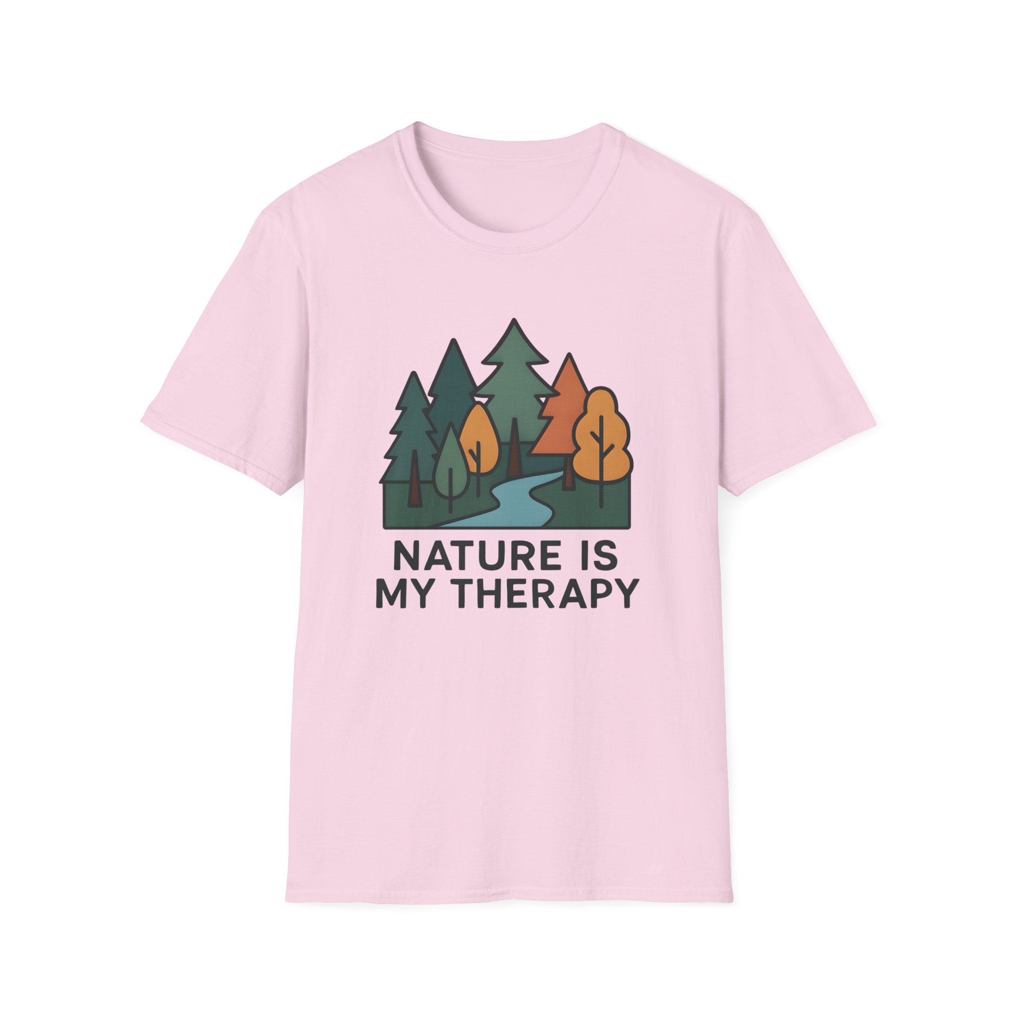 Nature Is My Therapy T-Shirt — Scenic Forest River Graphic Tee