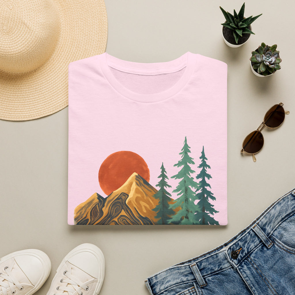 Mountain Sunset T-Shirt — Vintage Pine Forest Graphic