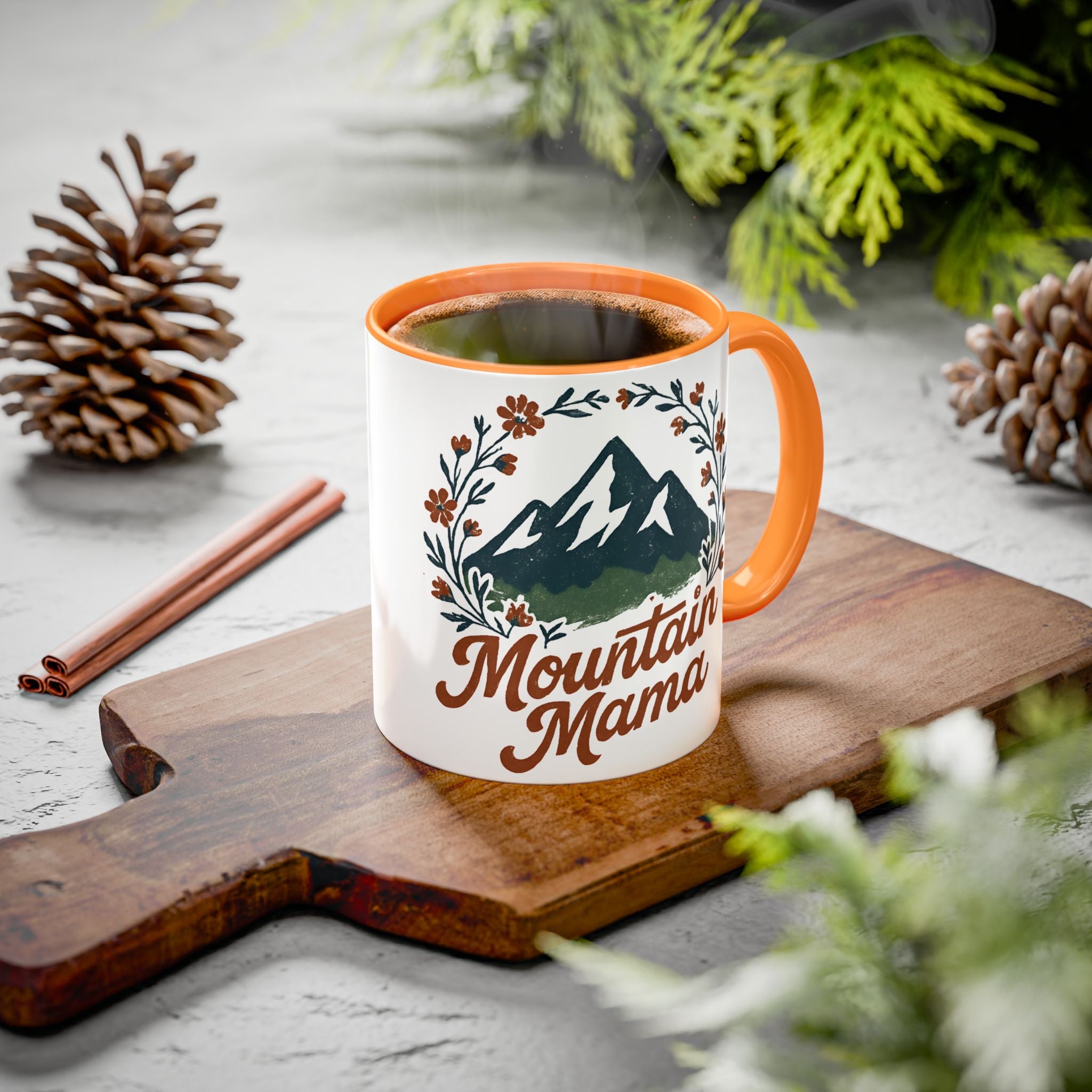 Mountain Mama Coffee Mug — 11oz & 15oz Floral Mountain Ceramic Mug