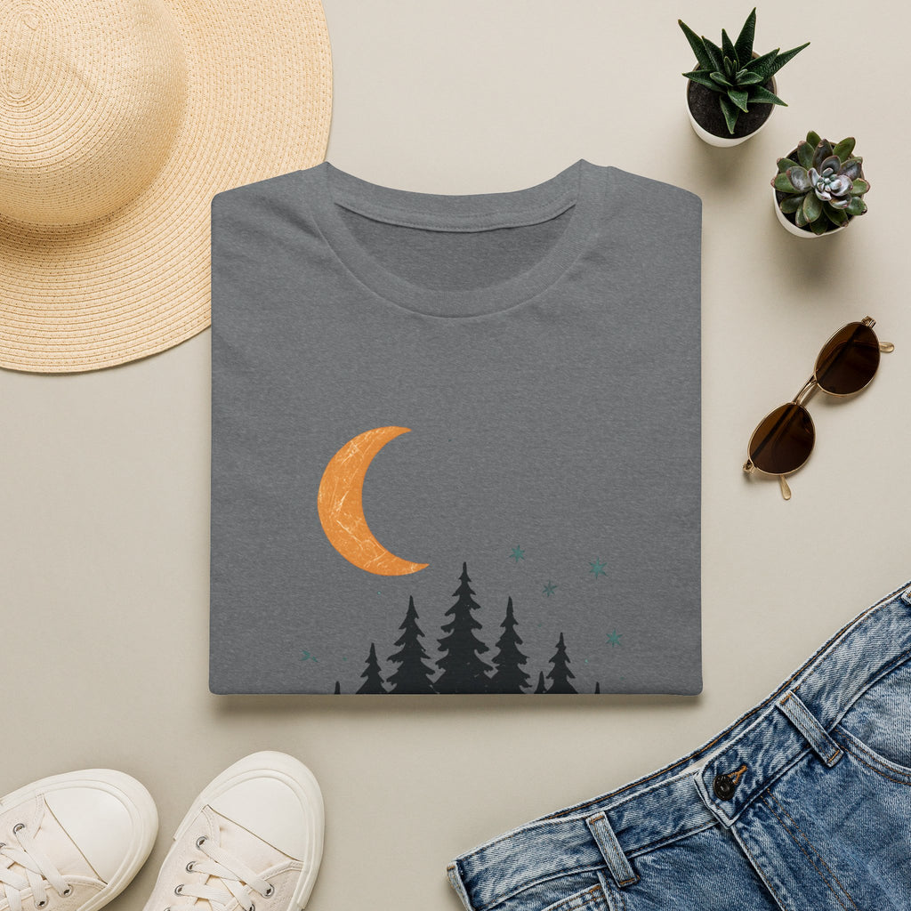 T-Shirt: Retro Camper Night Moon Tee — Forest Van Camping Graphic