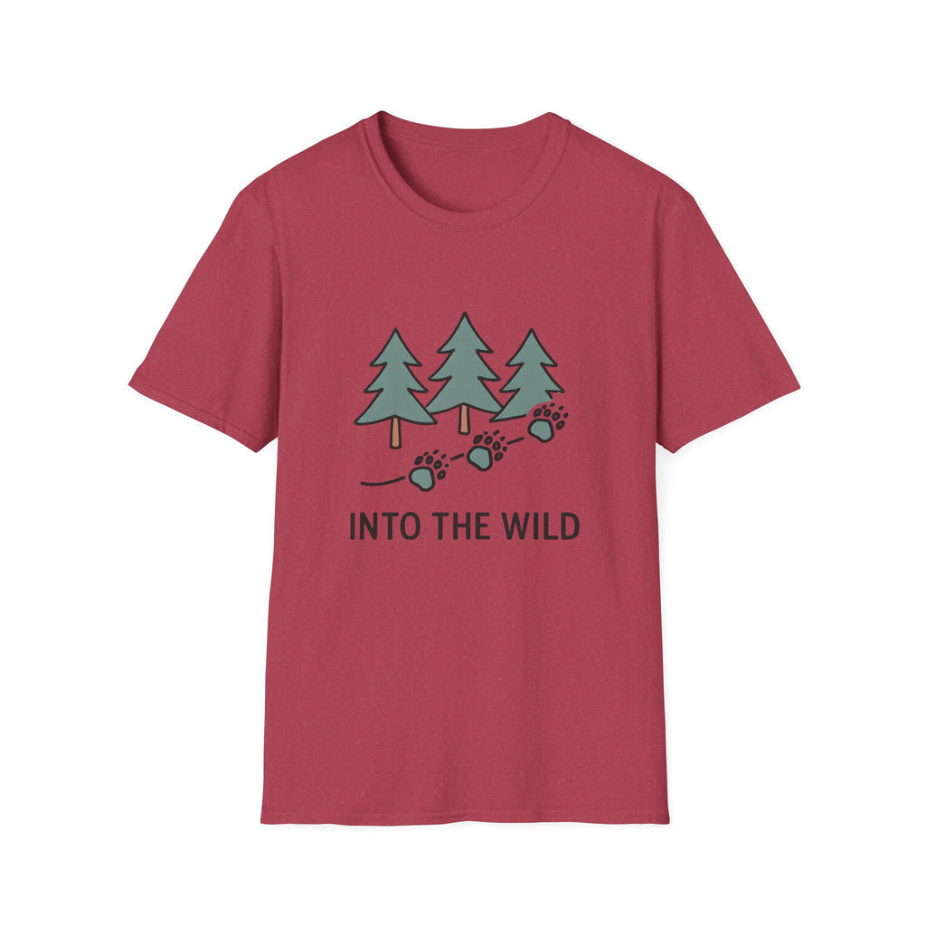 Into the Wild T-Shirt — Pine Trees & Paw Prints Outdoors Tee