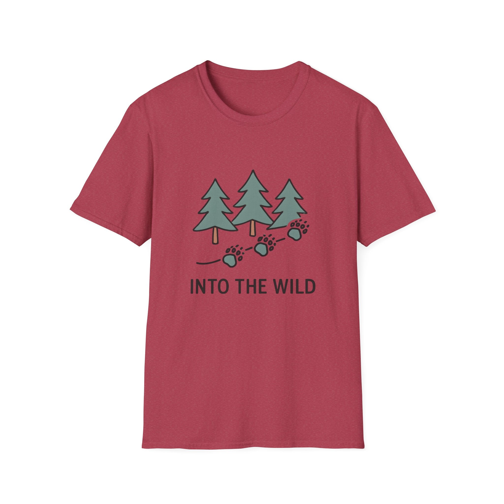 Into the Wild T-Shirt — Pine Trees & Paw Prints Outdoors Tee