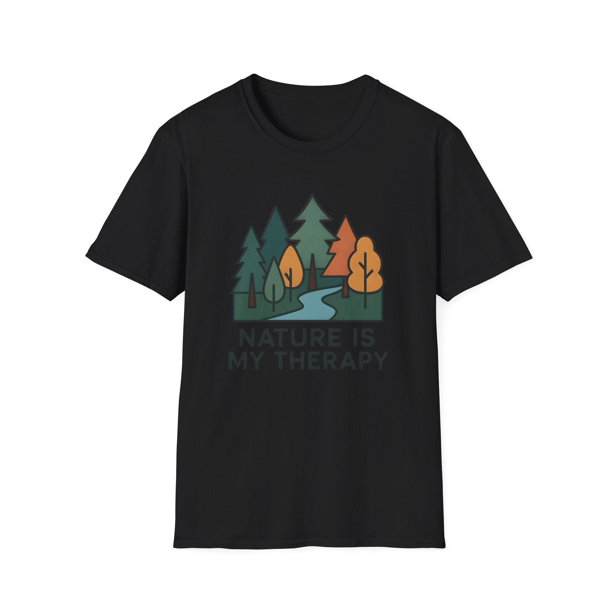 Nature Is My Therapy T-Shirt — Scenic Forest River Graphic Tee