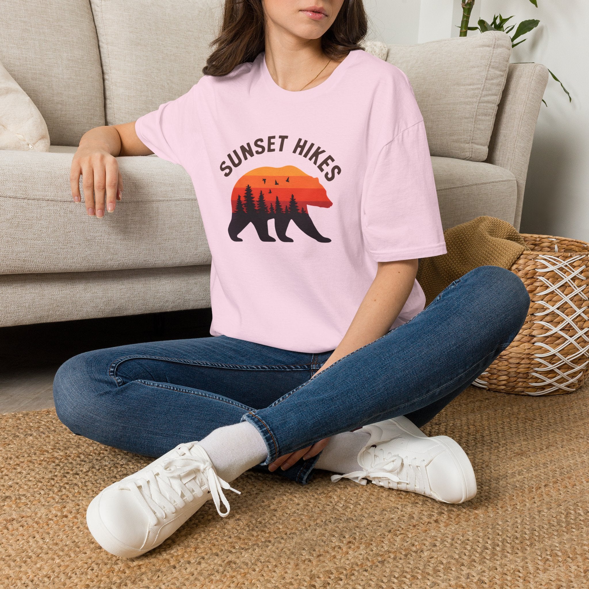 Sunset Hikes T-Shirt — Bear Silhouette Mountain Sunset Tee