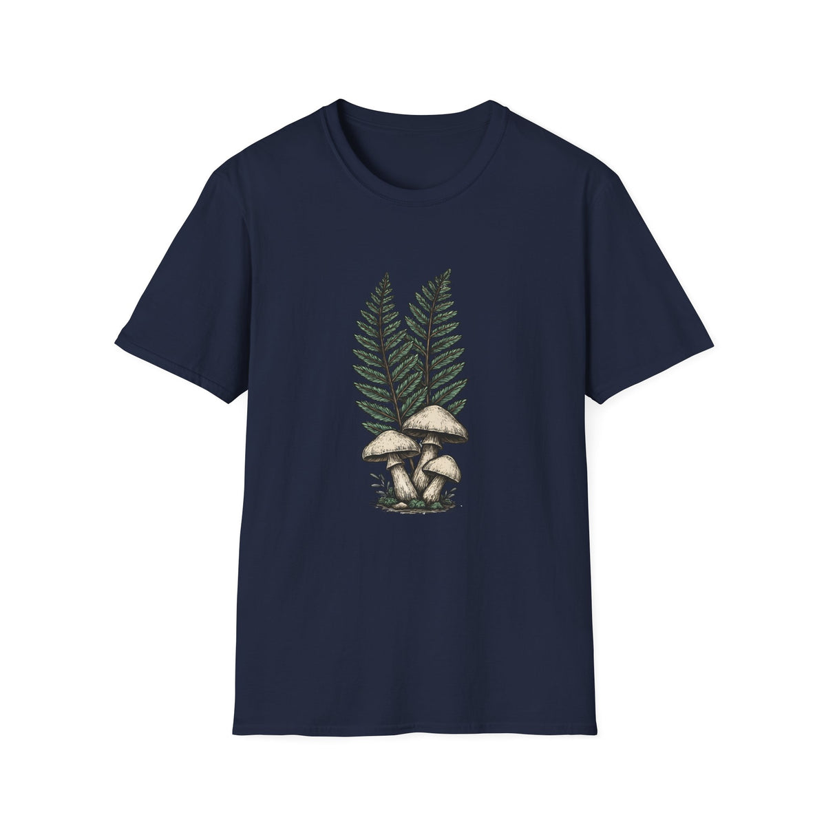 Fern & Mushroom Botanical Tee — Nature-Inspired Graphic T-Shirt