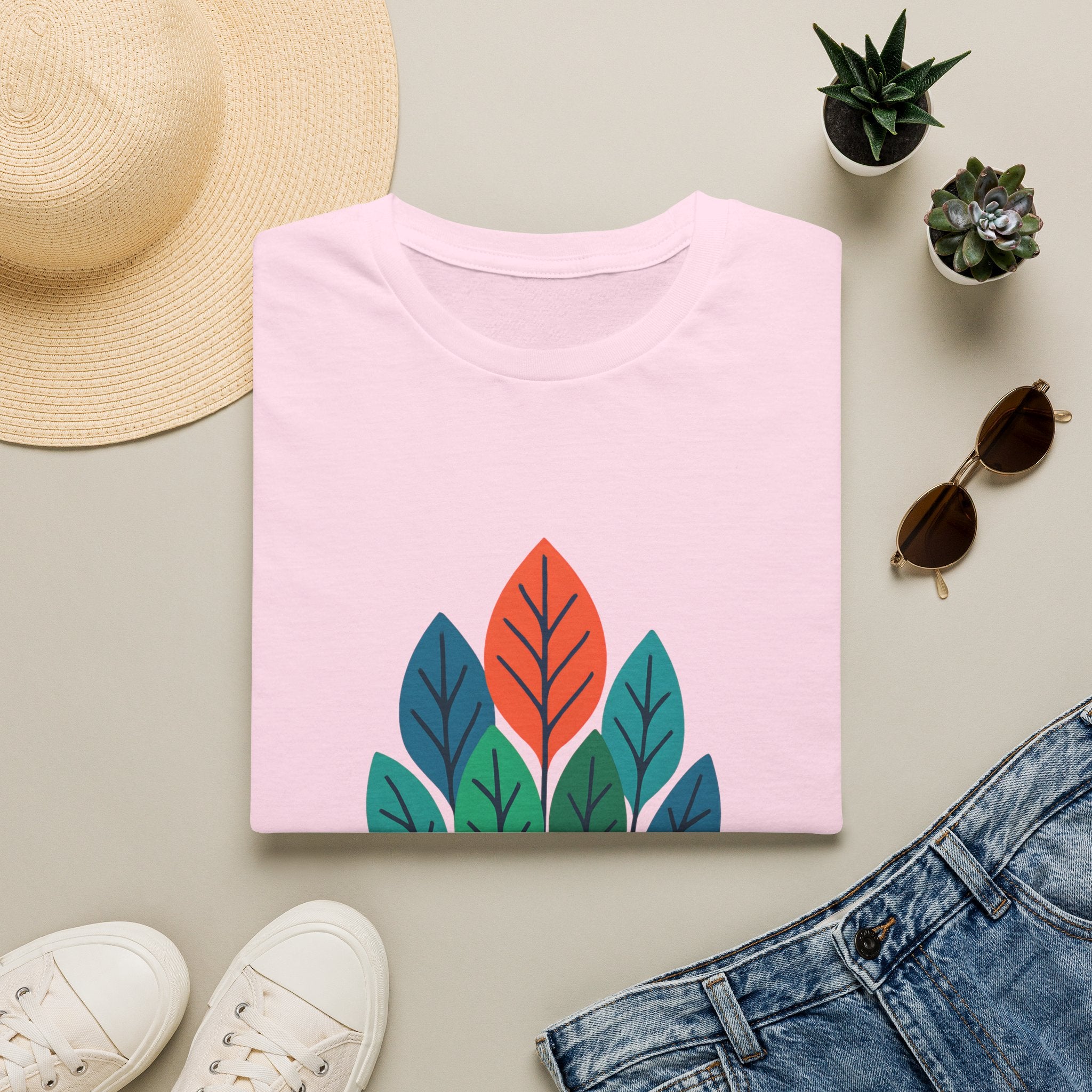 T-Shirt — Minimalist Colorful Leaf Forest Graphic