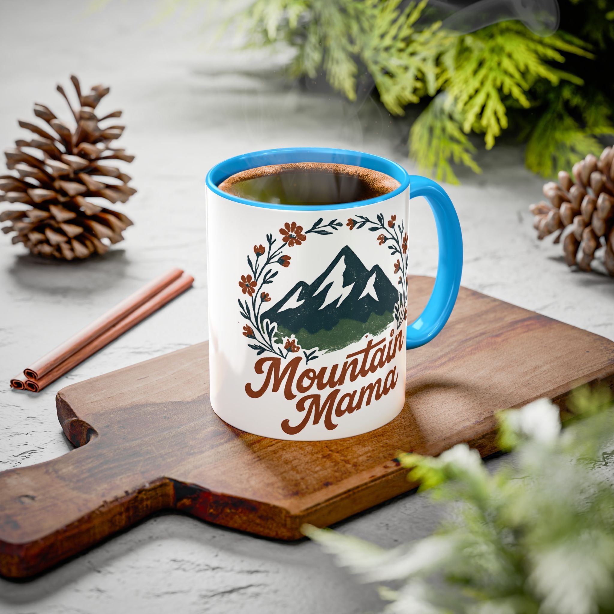 Mountain Mama Coffee Mug — 11oz & 15oz Floral Mountain Ceramic Mug