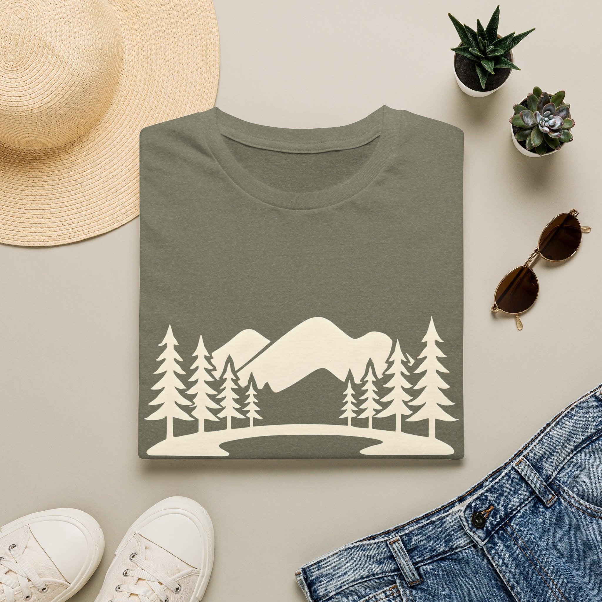 Mountain Pines T-Shirt — Minimal Scenic Forest Graphic