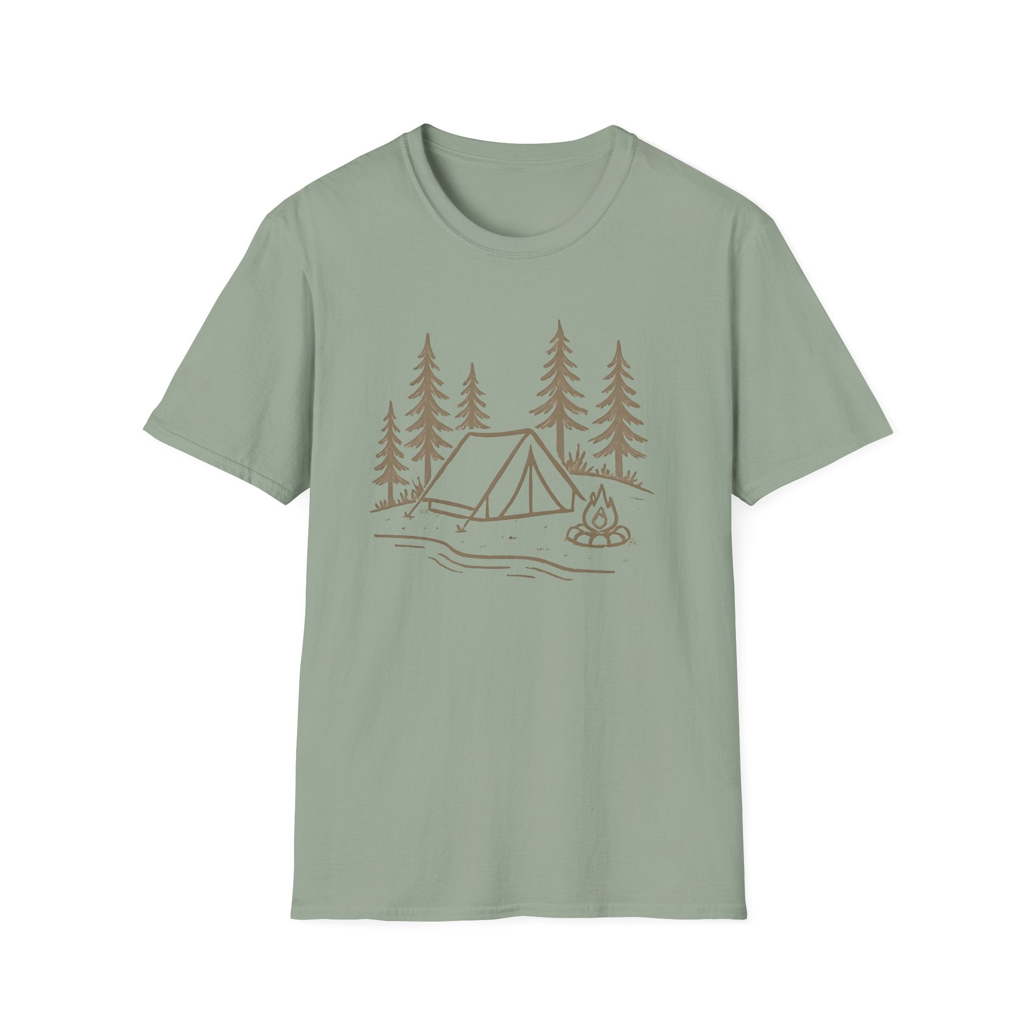 Camping Tent Graphic T-Shirt — Minimal Forest Campsite Tee