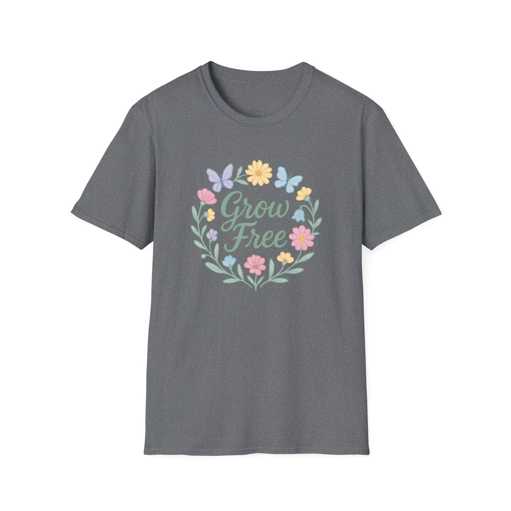 Grow Free Floral T-Shirt — Pastel Garden Butterfly Tee