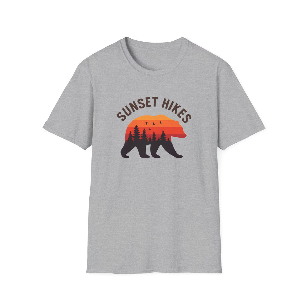 Sunset Hikes T-Shirt — Bear Silhouette Mountain Sunset Tee