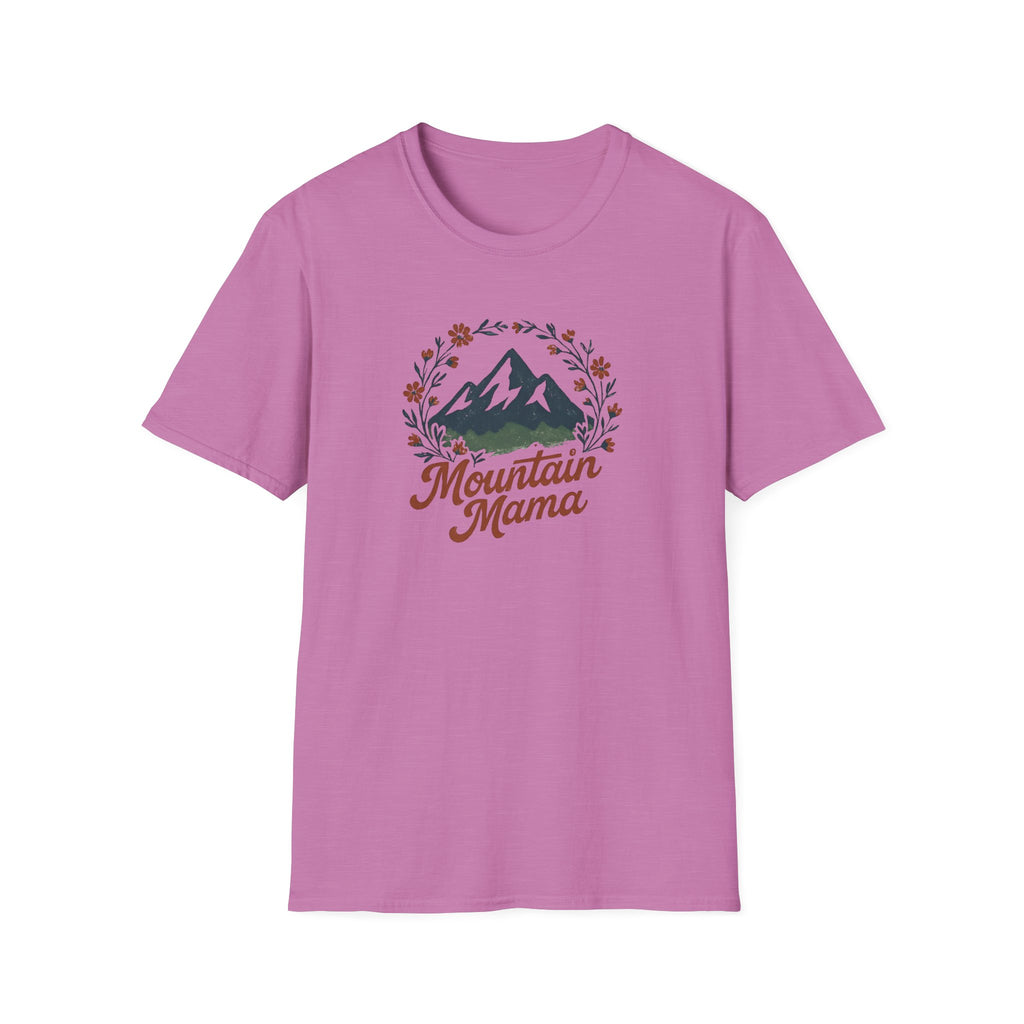 Mountain Mama T-Shirt — Floral Mountain Graphic Tee for Outdoor Moms