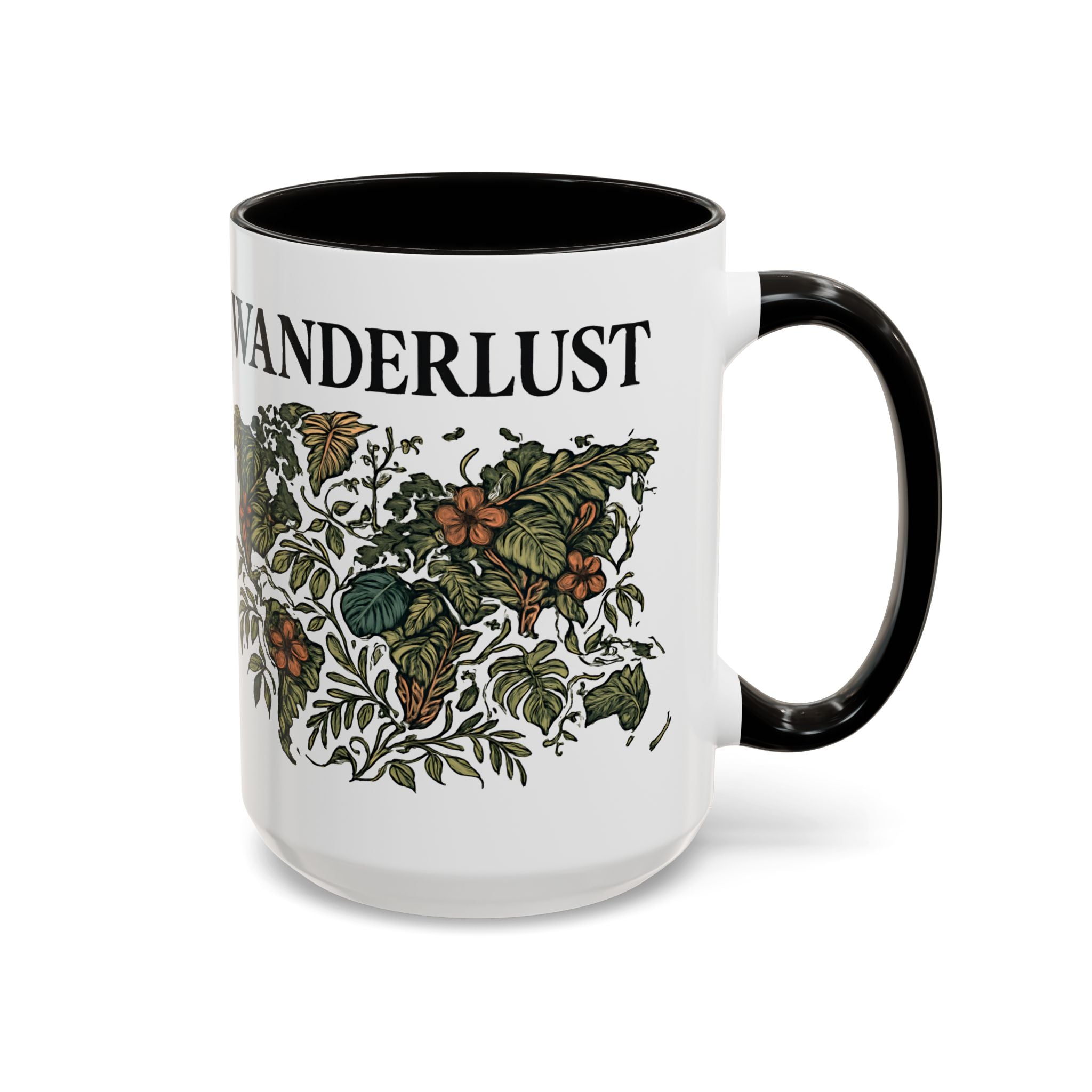Wanderlust Floral Travel Mug — 11oz/15oz Ceramic Coffee Cup