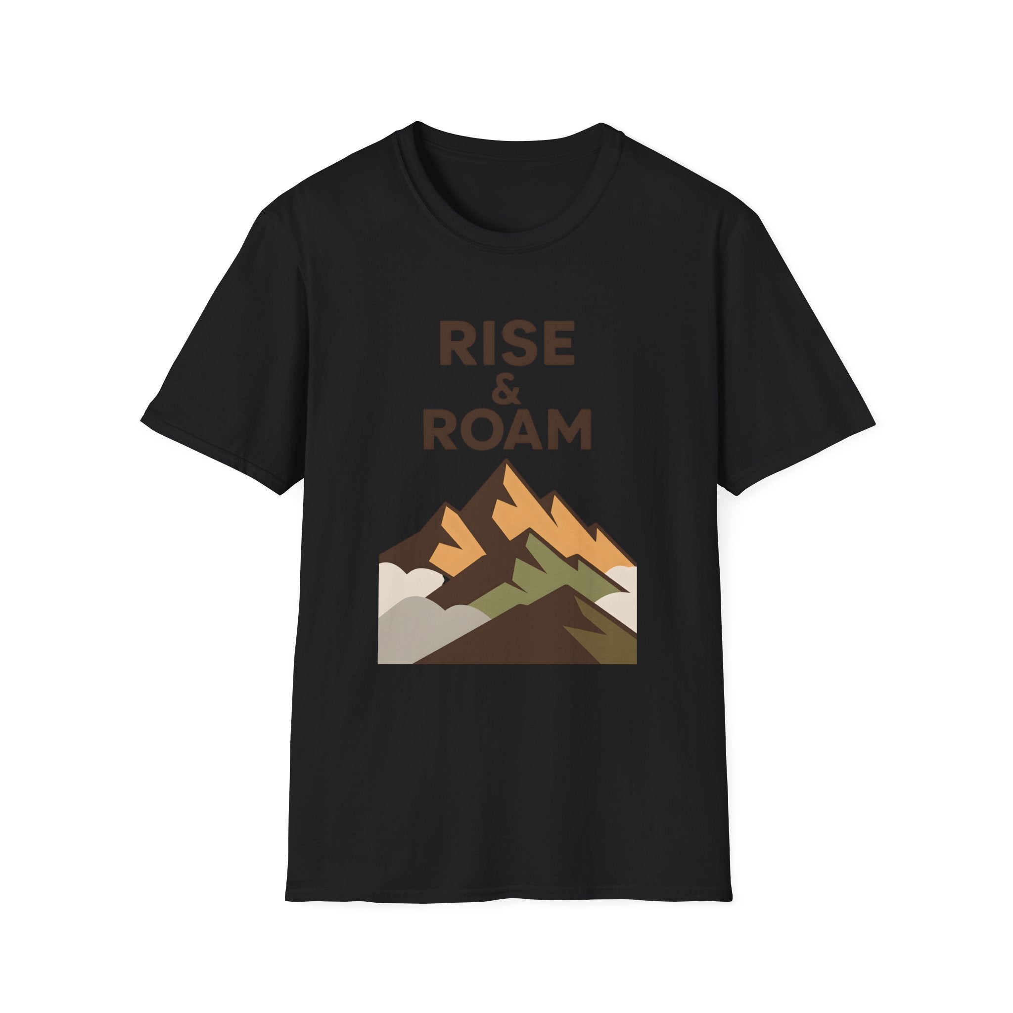 Rise & Roam Mountain T-Shirt — Adventure Graphic Tee for Hikers & Travelers