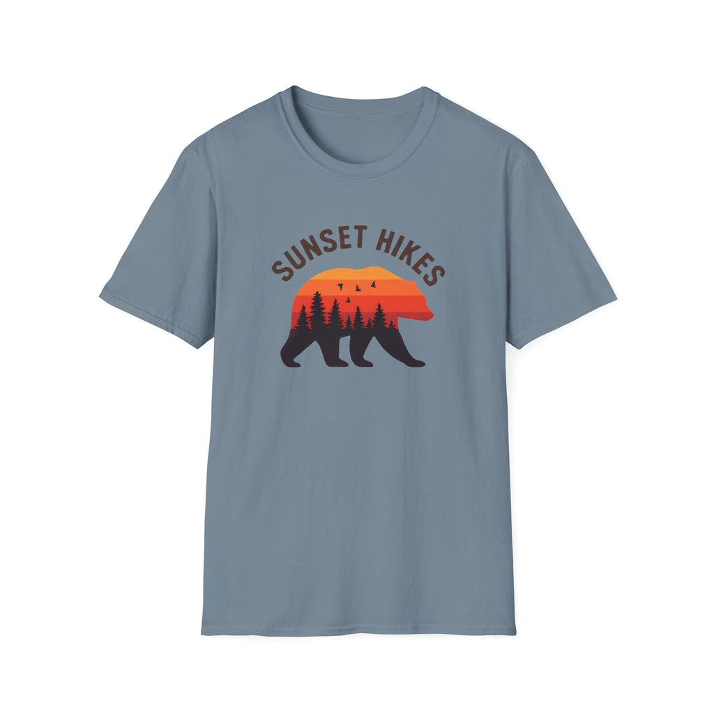 Sunset Hikes T-Shirt — Bear Silhouette Mountain Sunset Tee