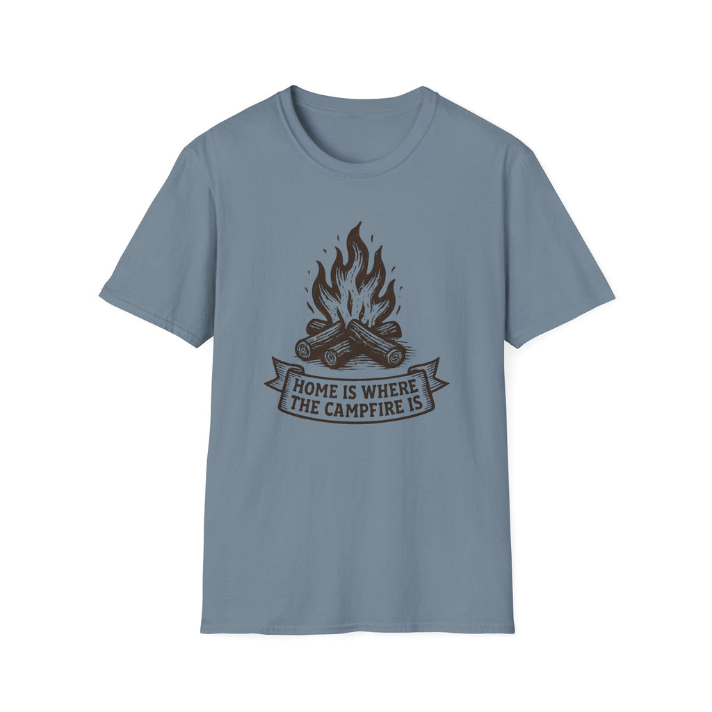 Campfire Graphic T-Shirt — "Home Is Where the Campfire Is" Outdoor Tee