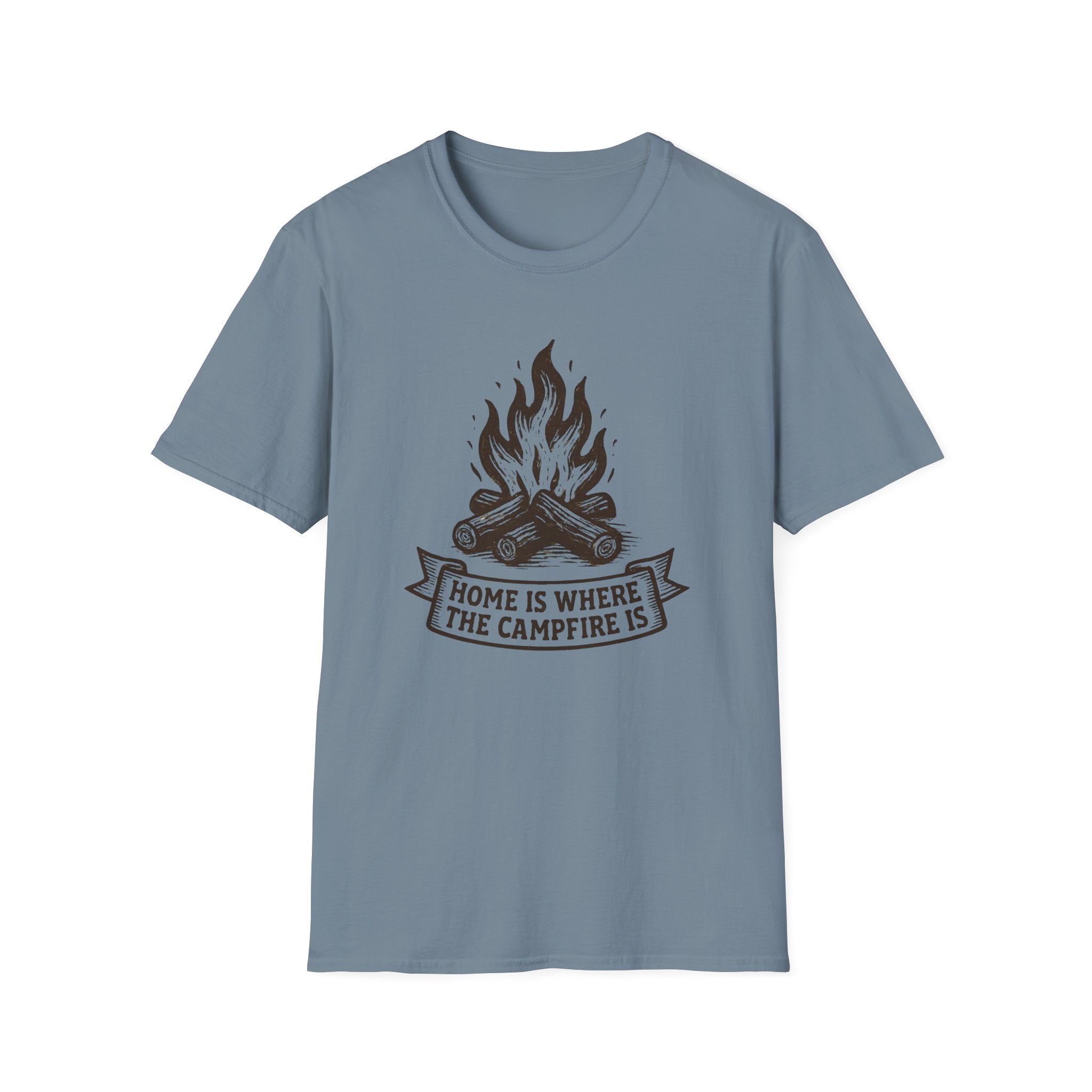 Campfire Graphic T-Shirt — "Home Is Where the Campfire Is" Outdoor Tee