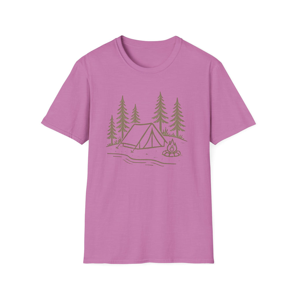 Camping Tent Graphic T-Shirt — Minimal Forest Campsite Tee
